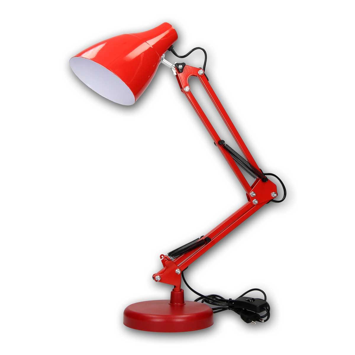 Virone LED Tischleuchte Schreibtischleuchte DIAN rot, max. 60W E27 230V