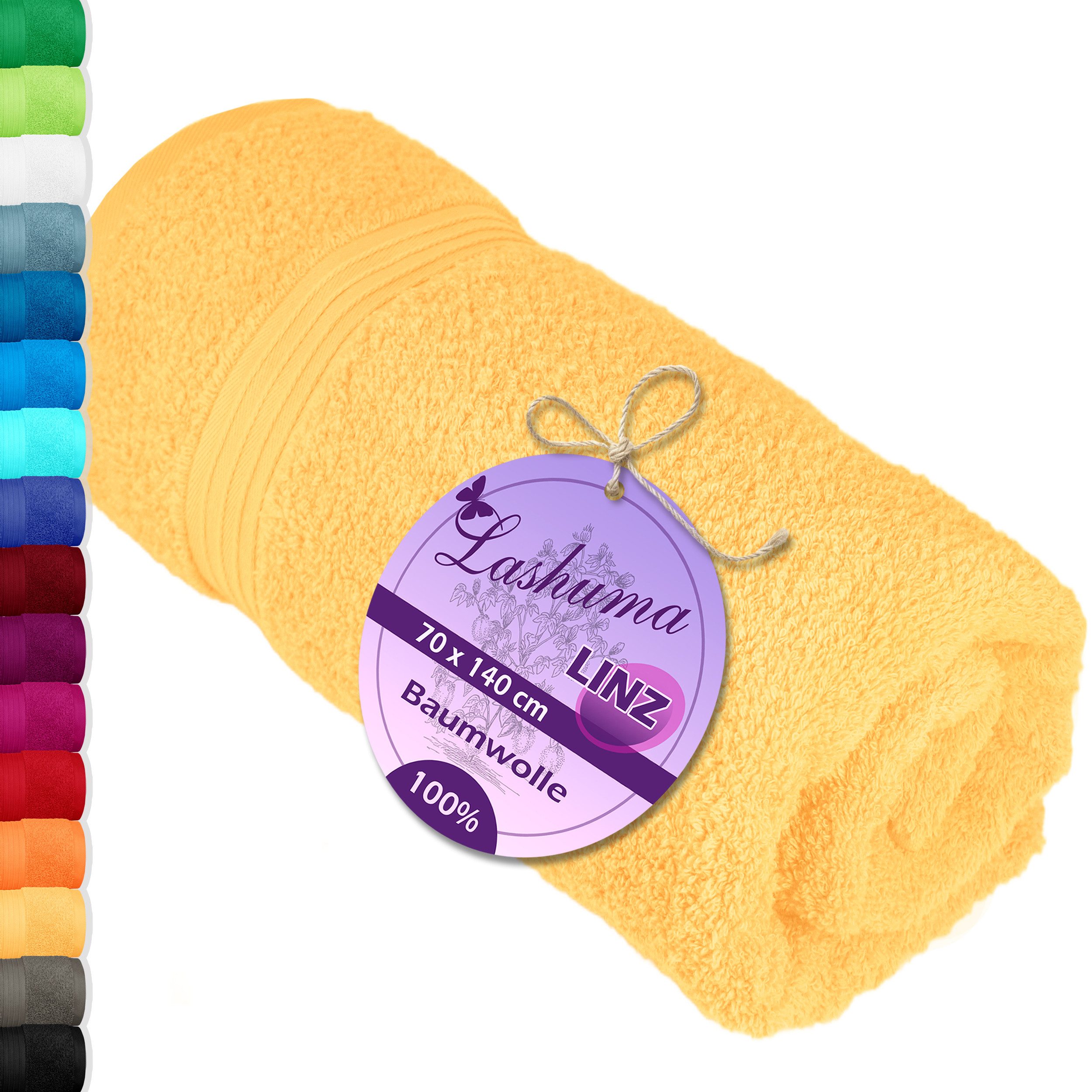 Lashuma Duschtuch - Badetuch Linz, Frottee (1-St), Gelbes Duschtuch 70x140 günstig online kaufen