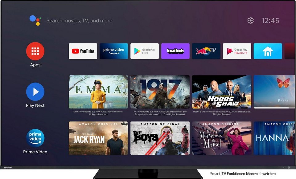 Toshiba 50QA7D63DG LED-Fernseher (126 cm/50 Zoll, 4K Ultra HD, Android TV,  Smart-TV), Smart TV, Android, HbbTV, Netflix, Amazon Prime, Dolby Vision