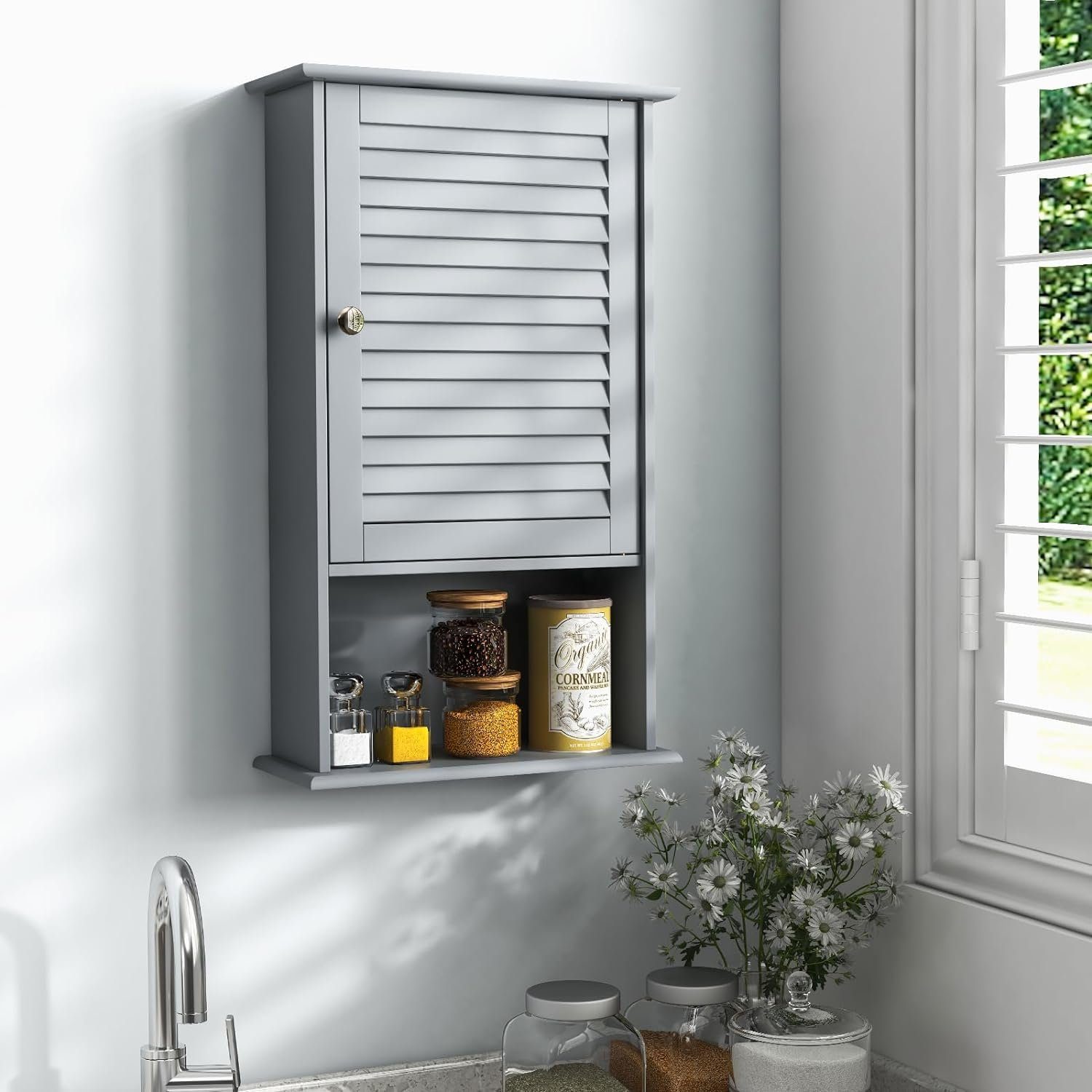 KOMFOTTEU Hängeschrank Badezimmerschrank mit verstellbarem Fächer günstig online kaufen