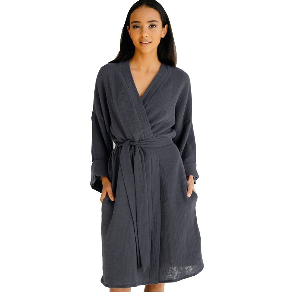 Sarfly Damenbademantel Damen Bademäntel-einfache Heimkleidung für Damen, Atmungsaktives und bequemes Nachthemd zum Schnüren