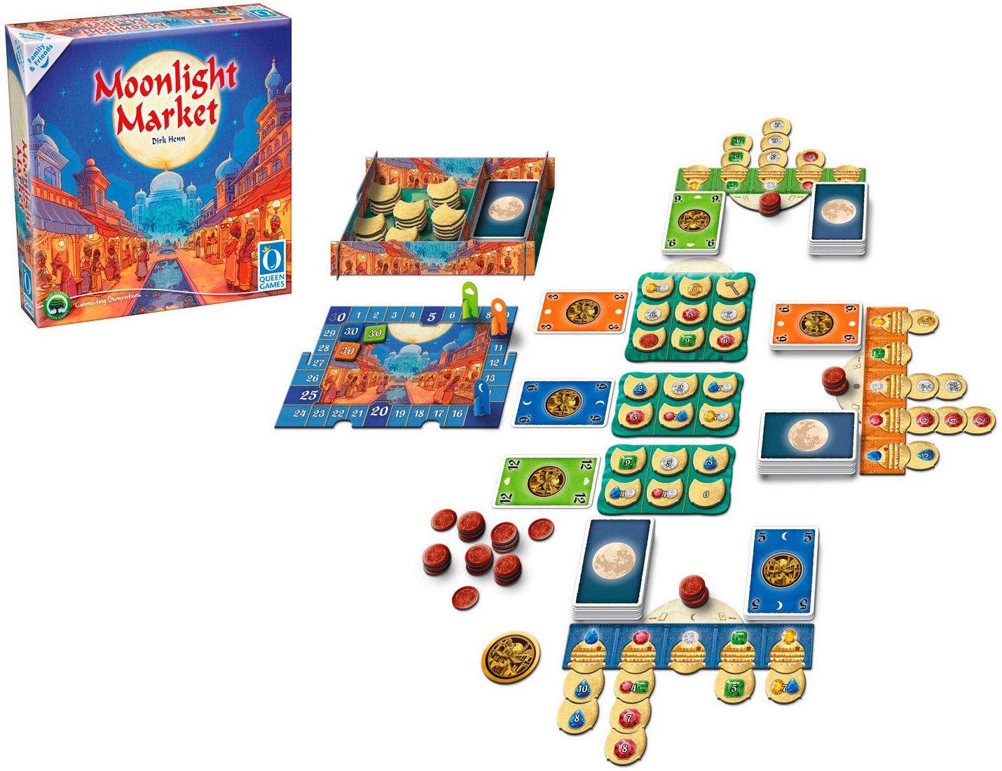 Queen Games Spiel Moonlight Market - Family & Friends, Familienspiel, Made in Europe