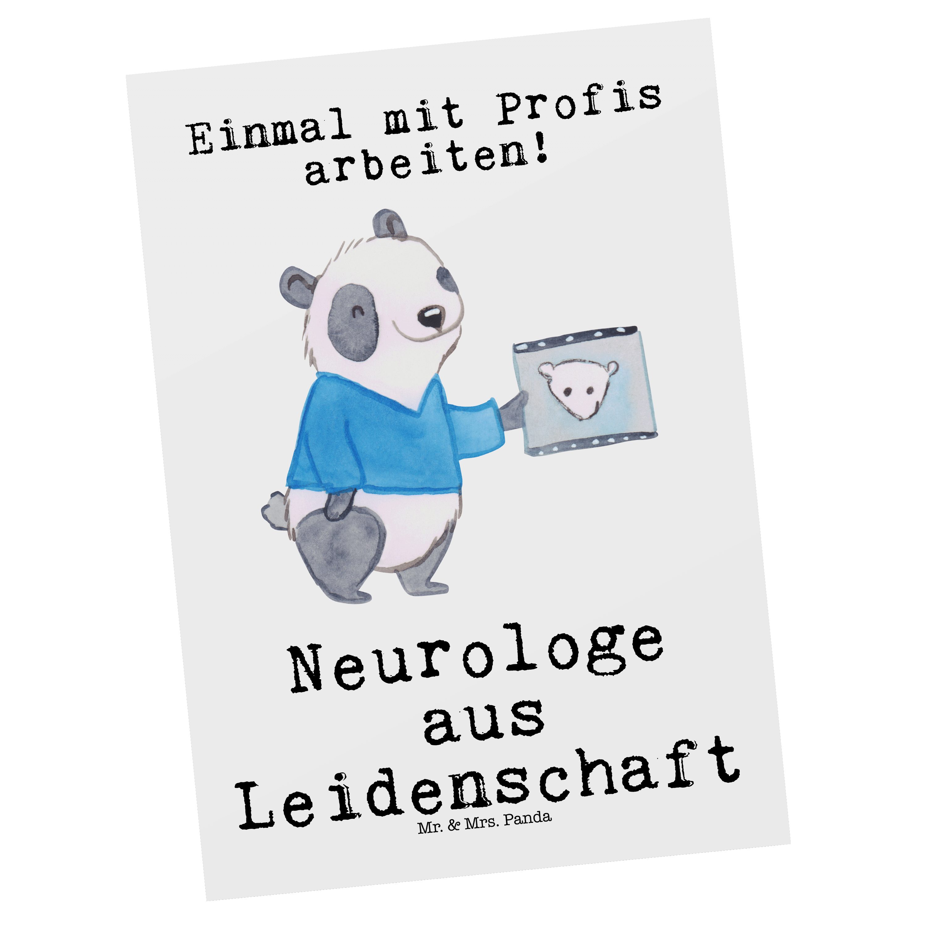 Mr. Panda Medizinstudium, Weiß Mrs. & Ansicht - Postkarte Neurologe Geschenk, Leidenschaft - aus