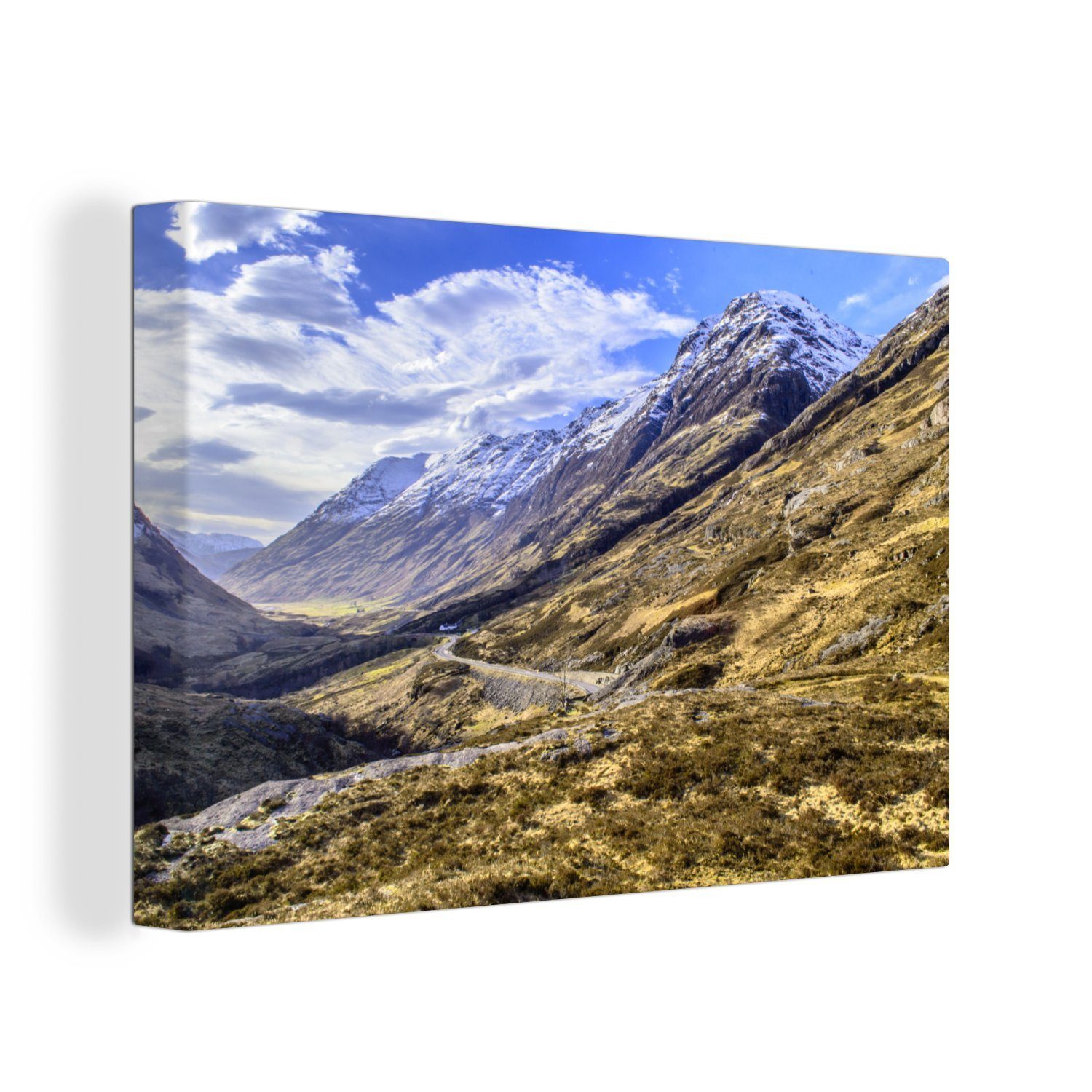 OneMillionCanvasses® Leinwandbild Ben Nevis im Winter mit schönen Wolken in Schottland, (1 St), Wandbild Leinwandbilder, Aufhängefertig, Wanddeko, 30x20 cm