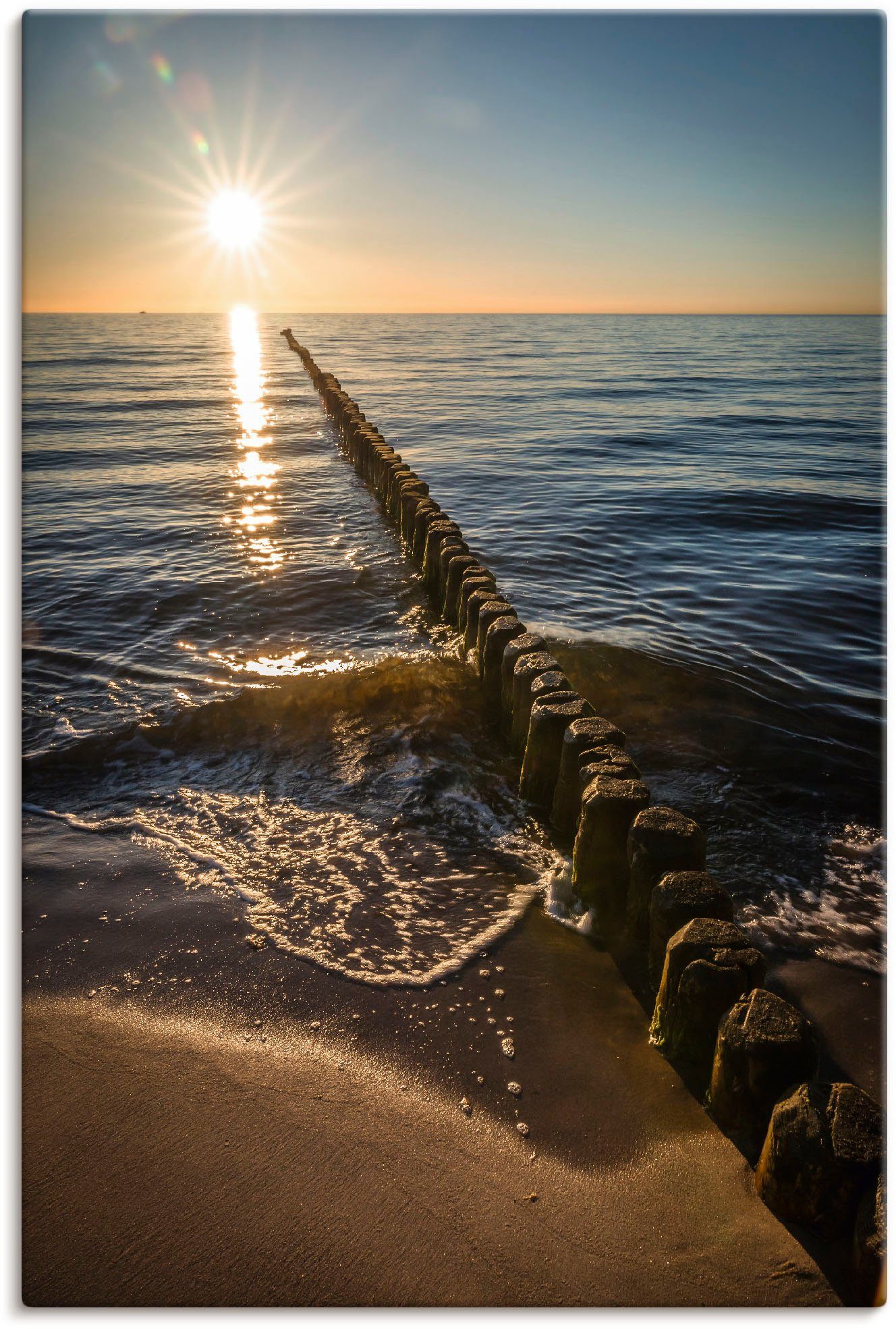 Artland Wandbild »Buhnen und Sonnenuntergang Ostsee«, Küstenbilder (1 Stück), in vielen Größen & Produktarten - Alubild / Outdoorbild für den Außenbereich, Leinwandbild, Poster, Wandaufkleber / Wandtattoo auch für Badezimmer geeignet-Otto