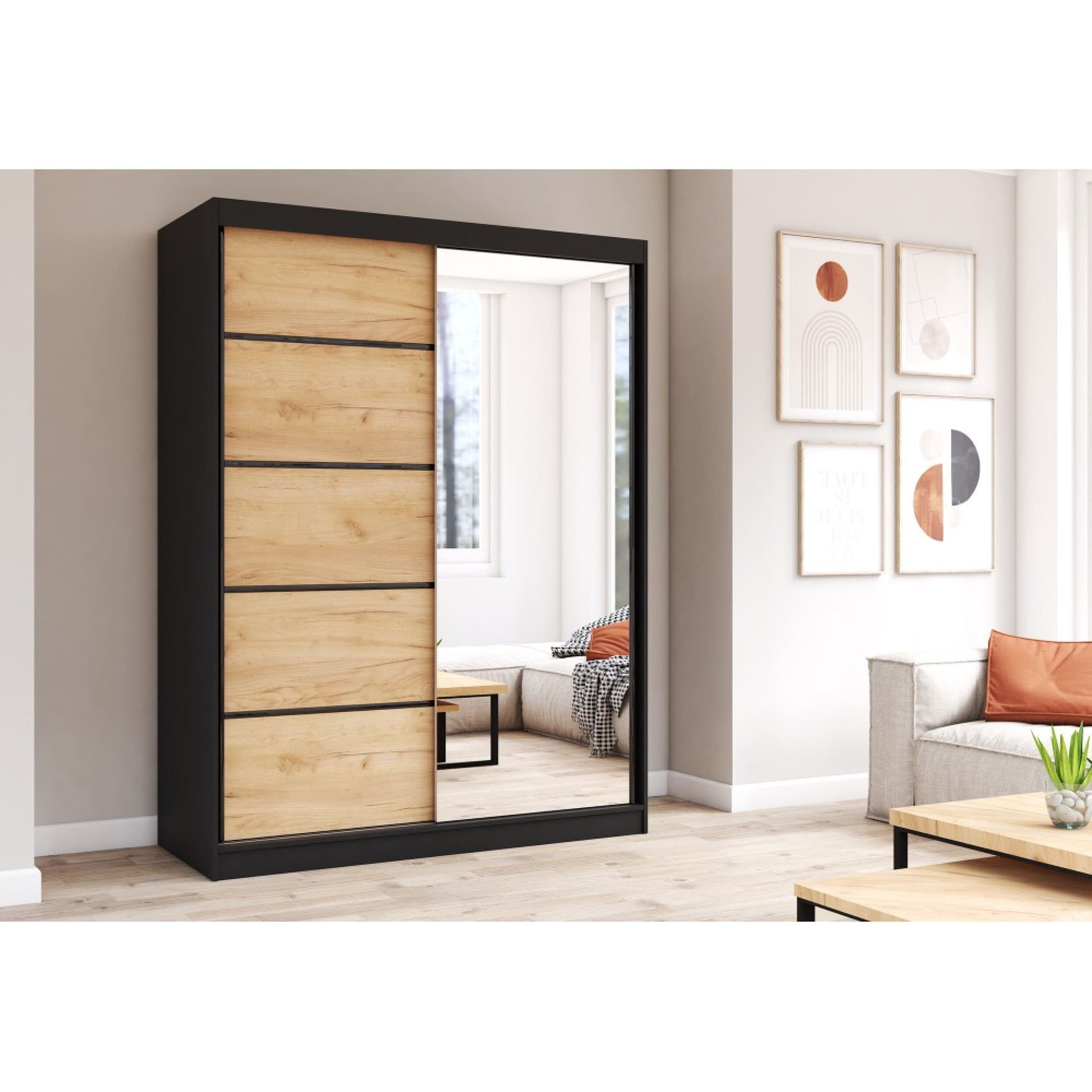 MOEBLO Kleiderschrank LARA 05 (mit Spiegel Schwebetürenschrank 2-türig Schr günstig online kaufen