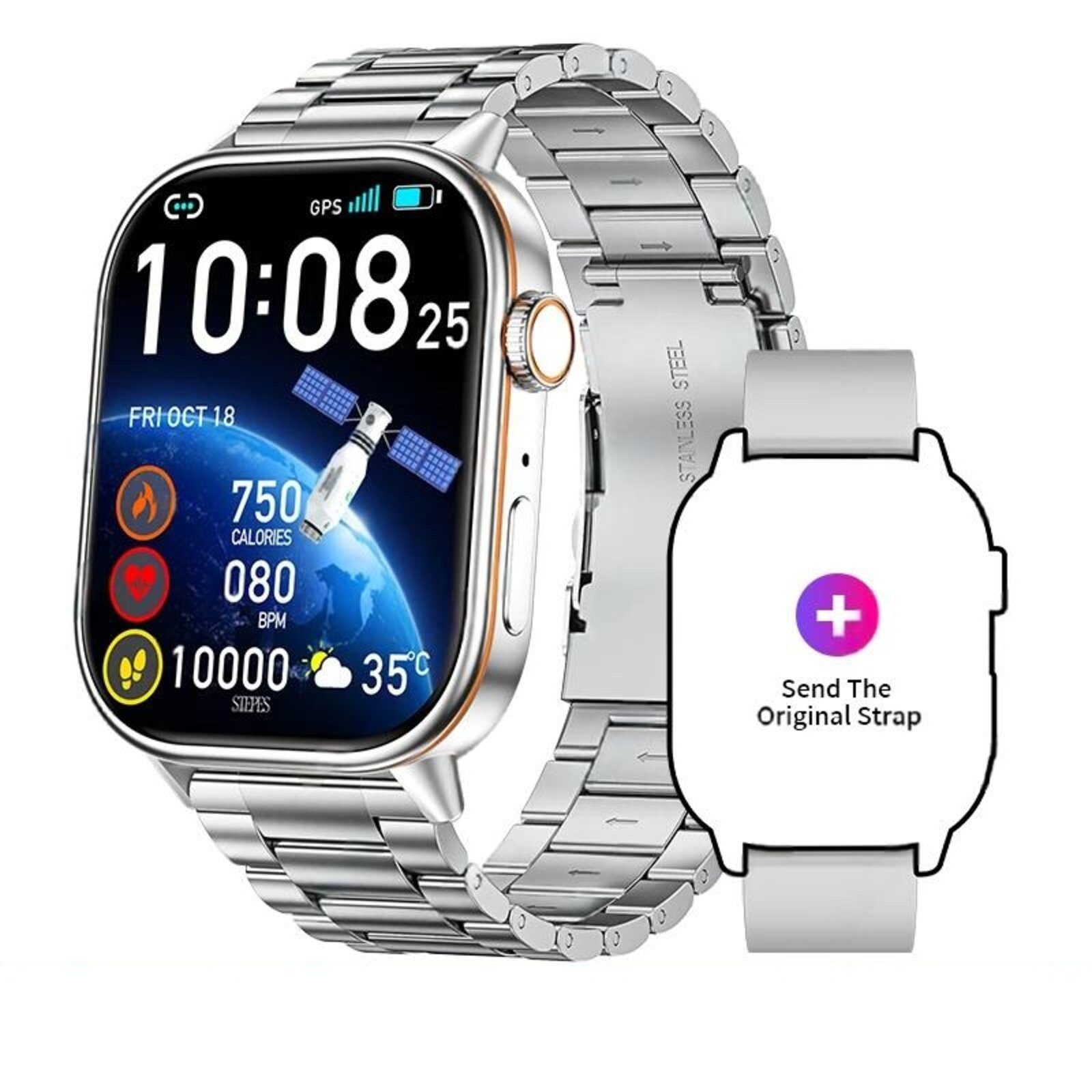 Nagham Ghazal Aswad Smartwatch GPS Tracker Kompass Outdoor Sport 2,01 Bildschirm 2025 Smartwatch (4cm cm/2.01 Zoll)