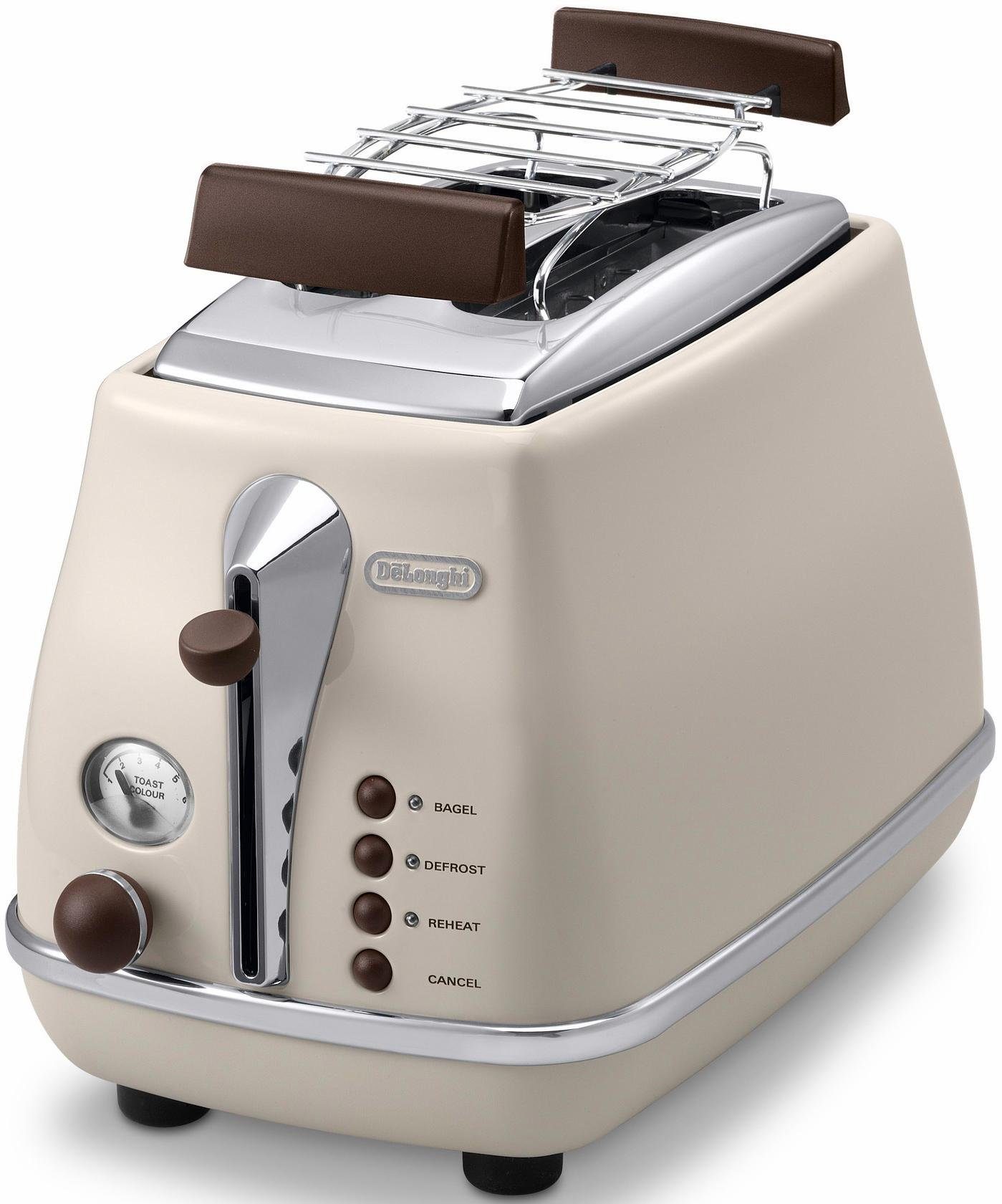 De'Longhi Toaster Incona Vintage »CTOV 2103.BG«, 2 kurze Schlitze, 900 W, im Retro Look, cremefarben