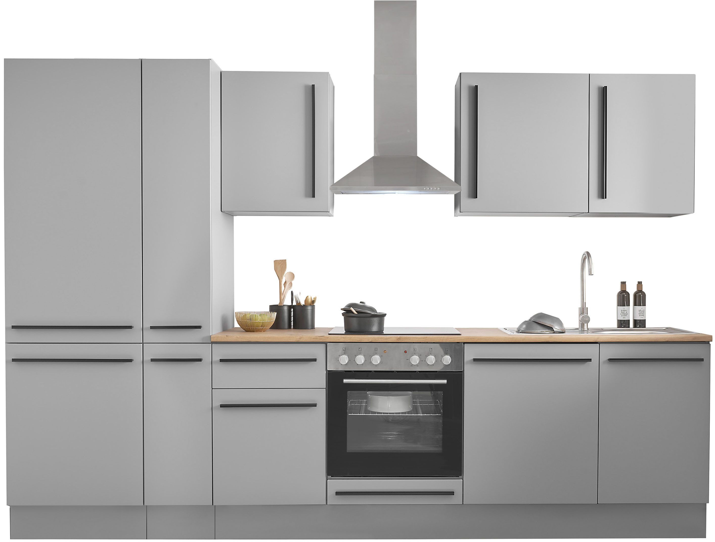BASIC by Balculina Küchenzeile Denver, Küche BxHxT 310 x 211 x 60, Breite 310 cm, wahlweise mit E-Geräten und Induktion
