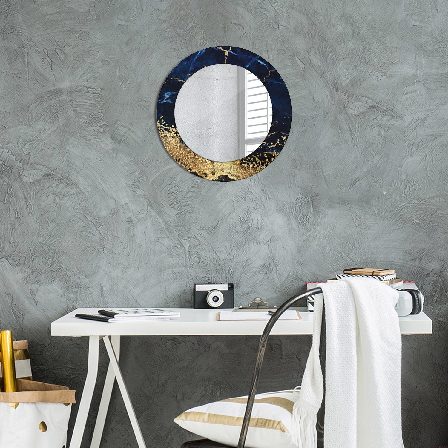 Ø50cm Wandmontage Marmor Wandspiegel Blau Spiegel Spiegel Modern Tulup Rund: Aufdruck mit