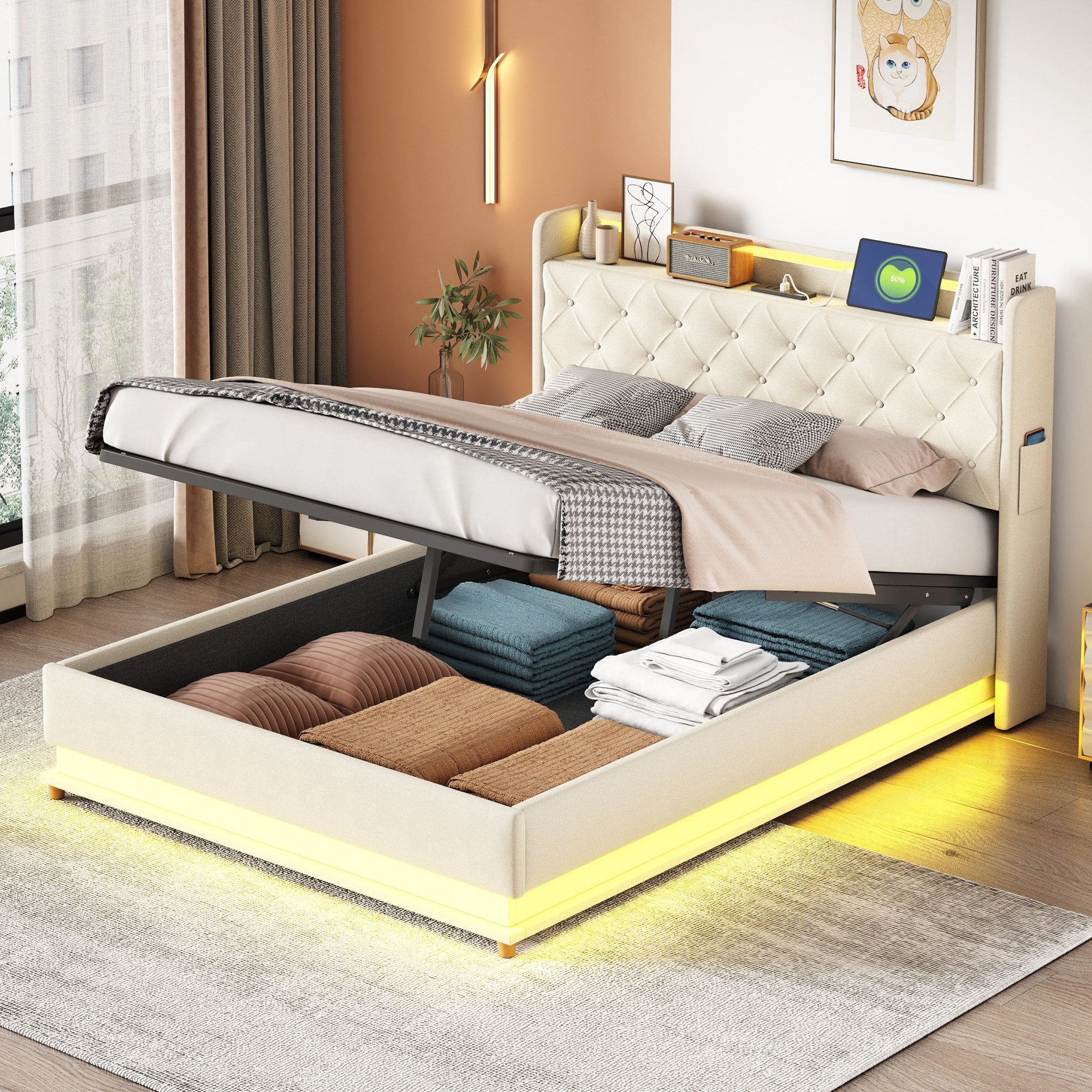 BlingBin Polsterbett Funktionsbett Stauraumbett (1er Set, günstig online kaufen