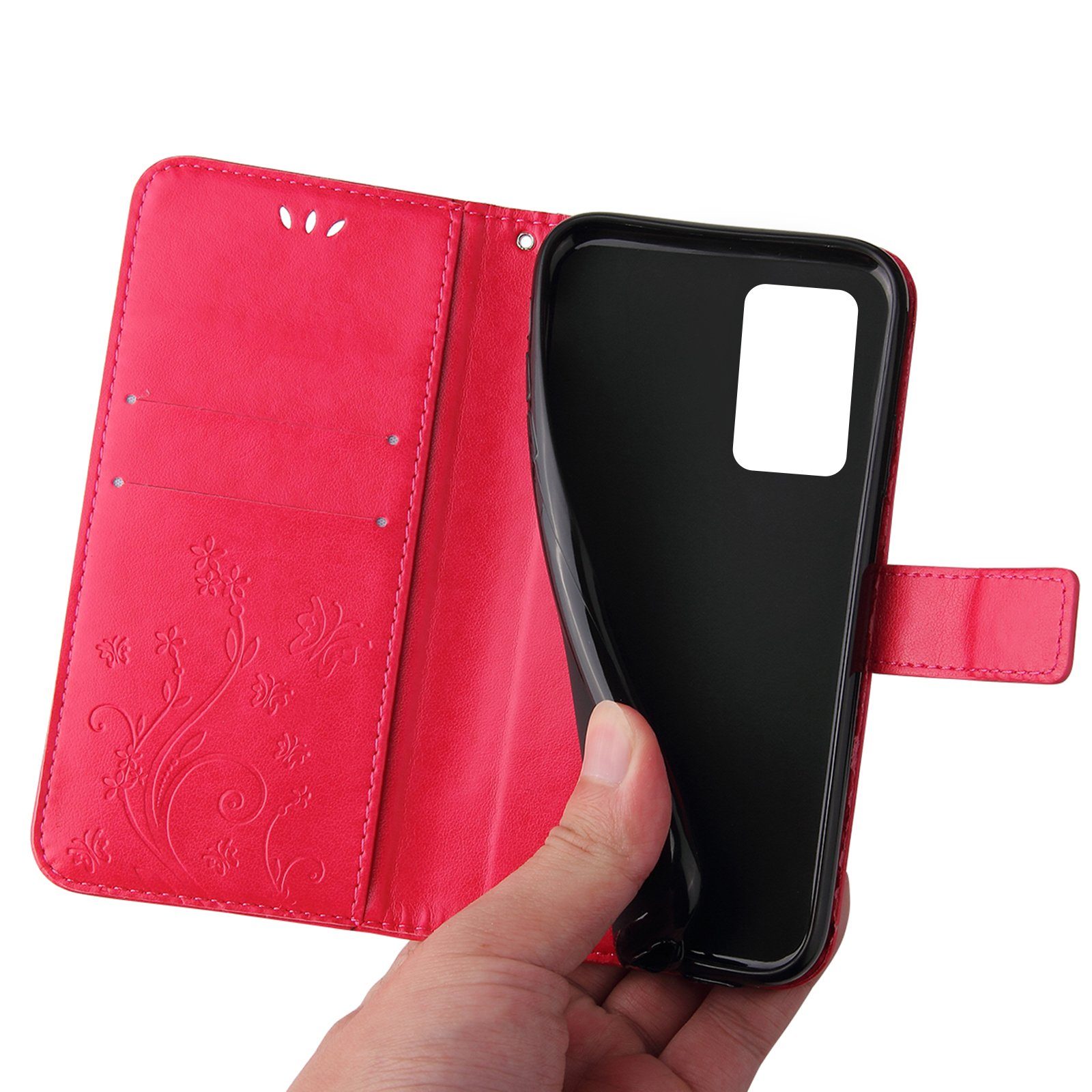 Tec-Expert Handyhülle Cover Tasche Hülle für Samsung Galaxy A23 5G 6,6 Zoll, Klapphülle Case mit Kartenfach Fliphülle aufstellbar, Motiv Blumen
