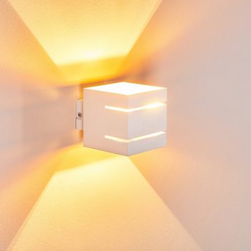 hofstein Wandleuchte »Riccio« Wandlampe aus Metall in Weiß/Gold mit Schlitzen, ohne Leuchtmittel, 2700 Kelvin, moderne mit Lichteffekt, 1xG9, Cube/Innen mit Up & Down-Effekt