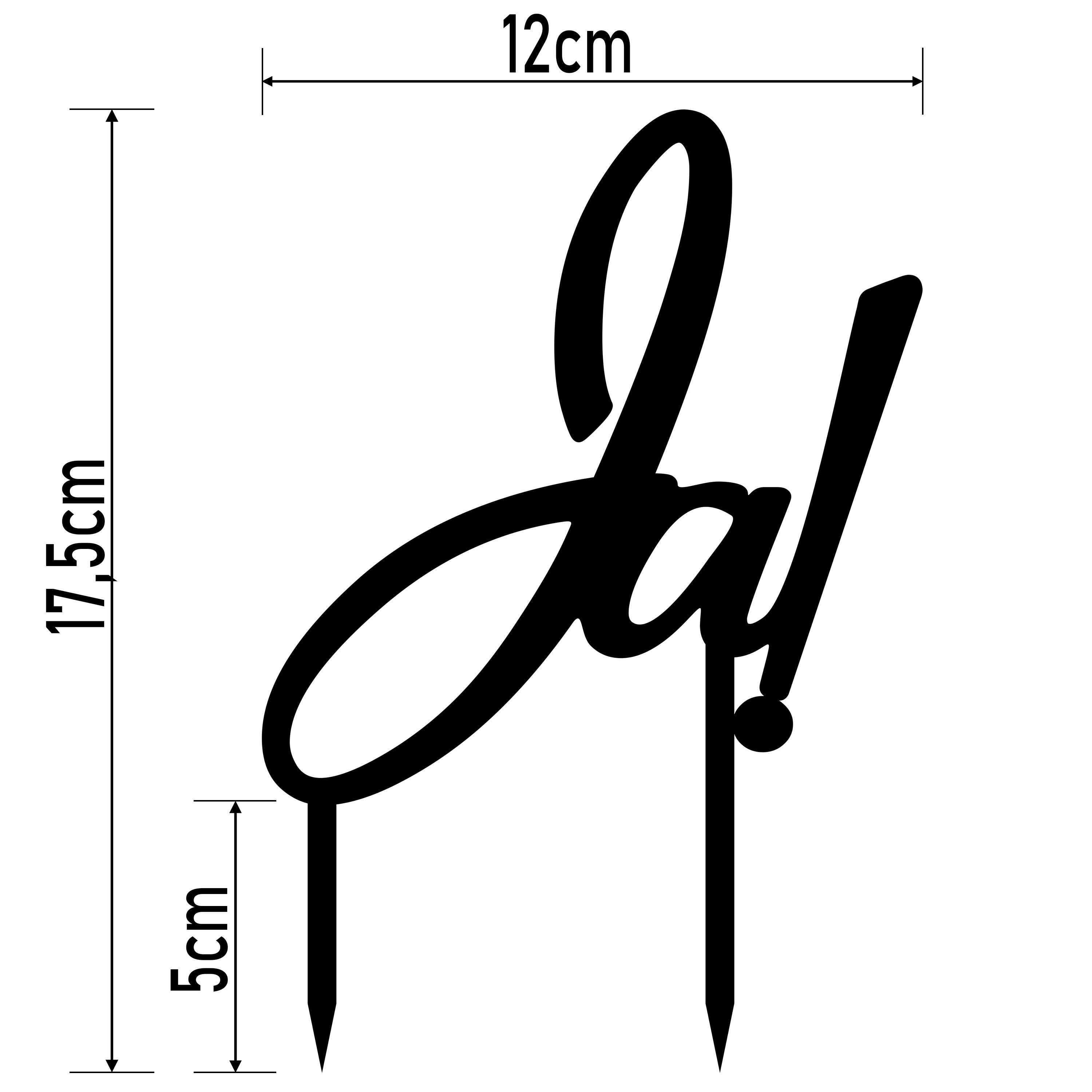 AREA17 Tortenstecker Cake Topper aus Acryl zur Hochzeit, Ja!, (Kuchendeko Tortenstecker, verschiedene Farben, Kuchendekoration und Tortenschmuck), 100% Made in Germany