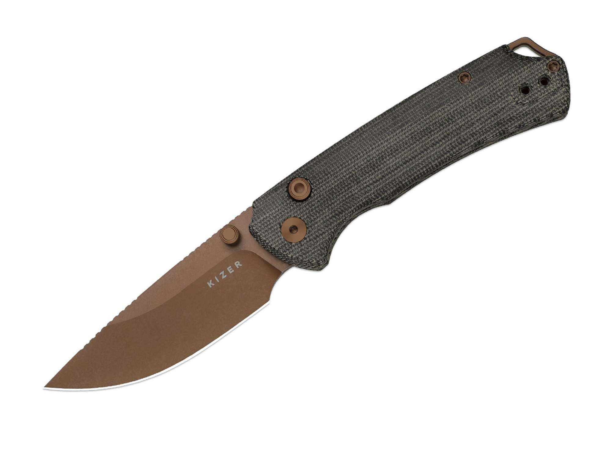 Kizer Taschenmesser Kizer T1 BD Nitro-V Grey Norplex UltreX Micarta Sunset PVD
