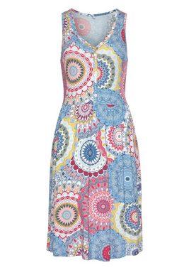 Vivance Jerseykleid mit Alloverdruck und V-Ausschnitt, farbenfrohes Sommerkleid