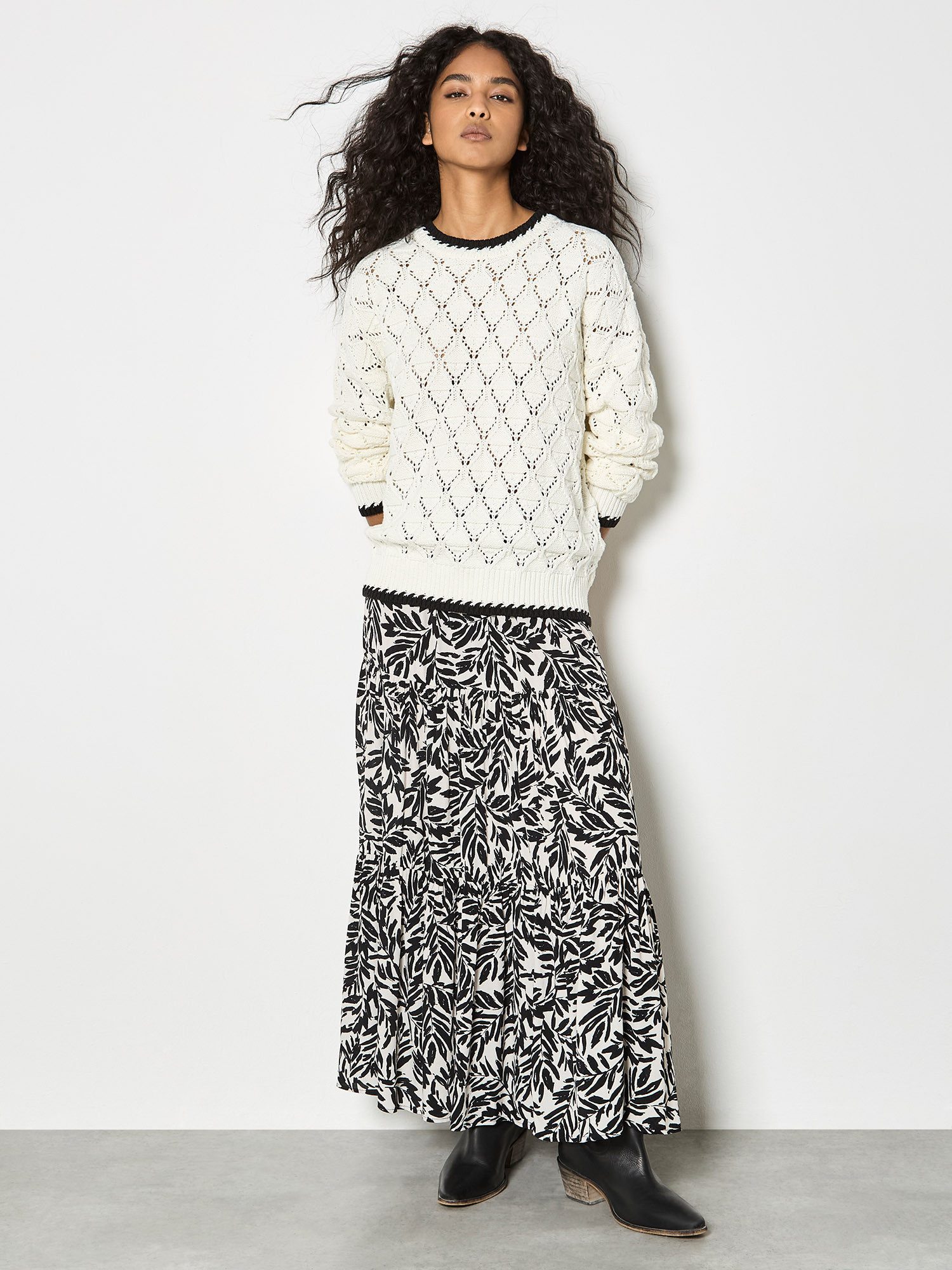 Apricot Strickpullover Pullover aus Pointelle-Strick mit Blanket-Stich günstig online kaufen
