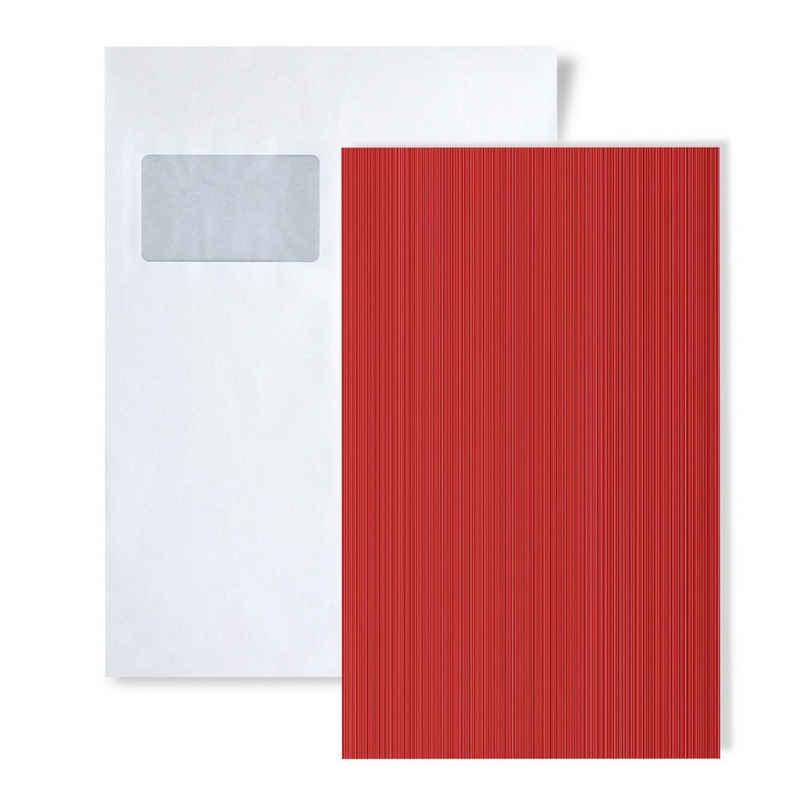 Edem Papiertapete S-598-24, gestreift, matt, unifarben, (1 Musterblatt, ca. A5-A4), rot, rubin-rot, karmin-rot