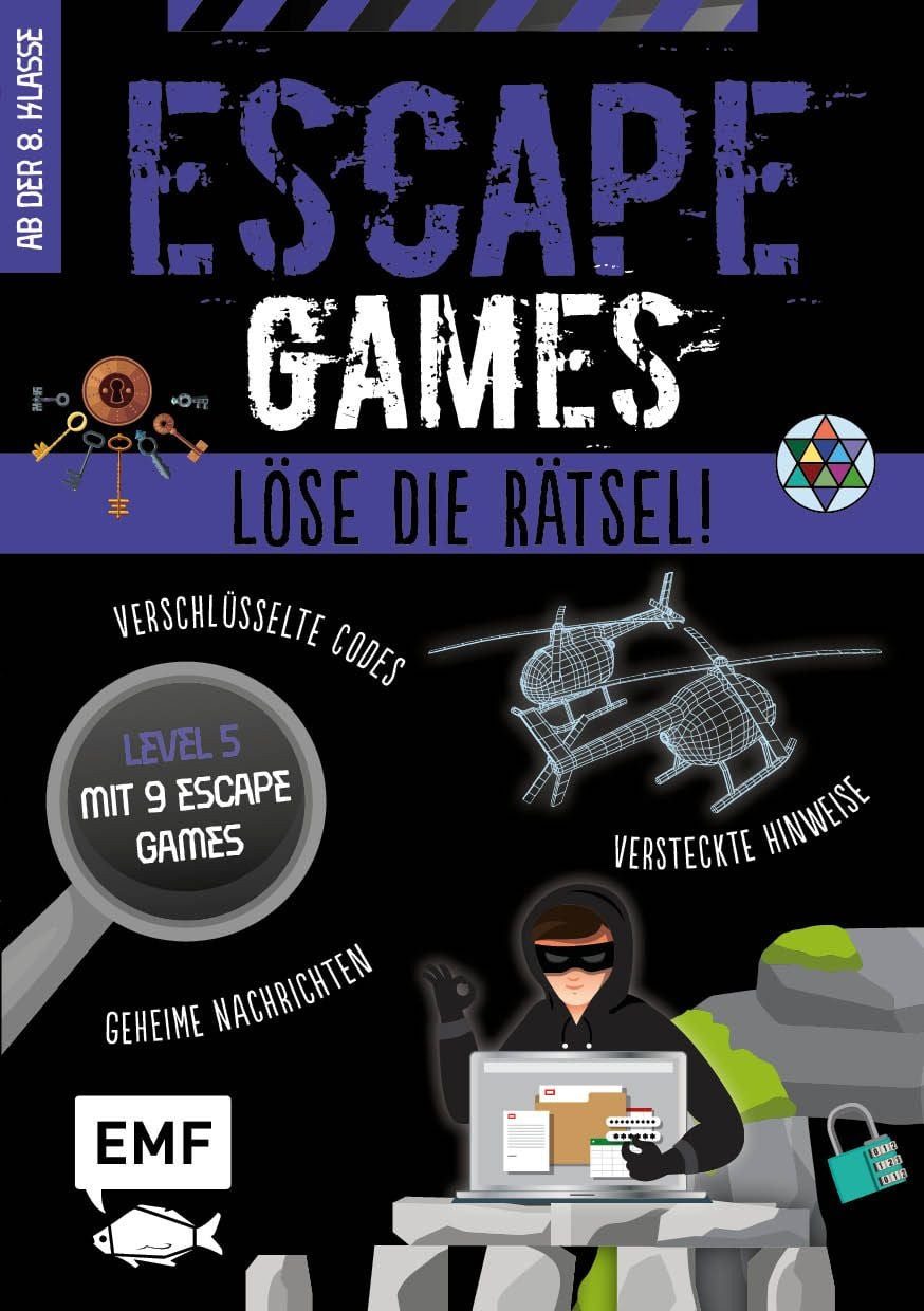 Escape Games Level 5 (lila) – Löse die Rätsel! – 9 Escape Games ab der / Arnaud Durand, Julien Durand, Mit verschlüsselten Codes, versteckten Hinweisen und geheimen Nachrichten