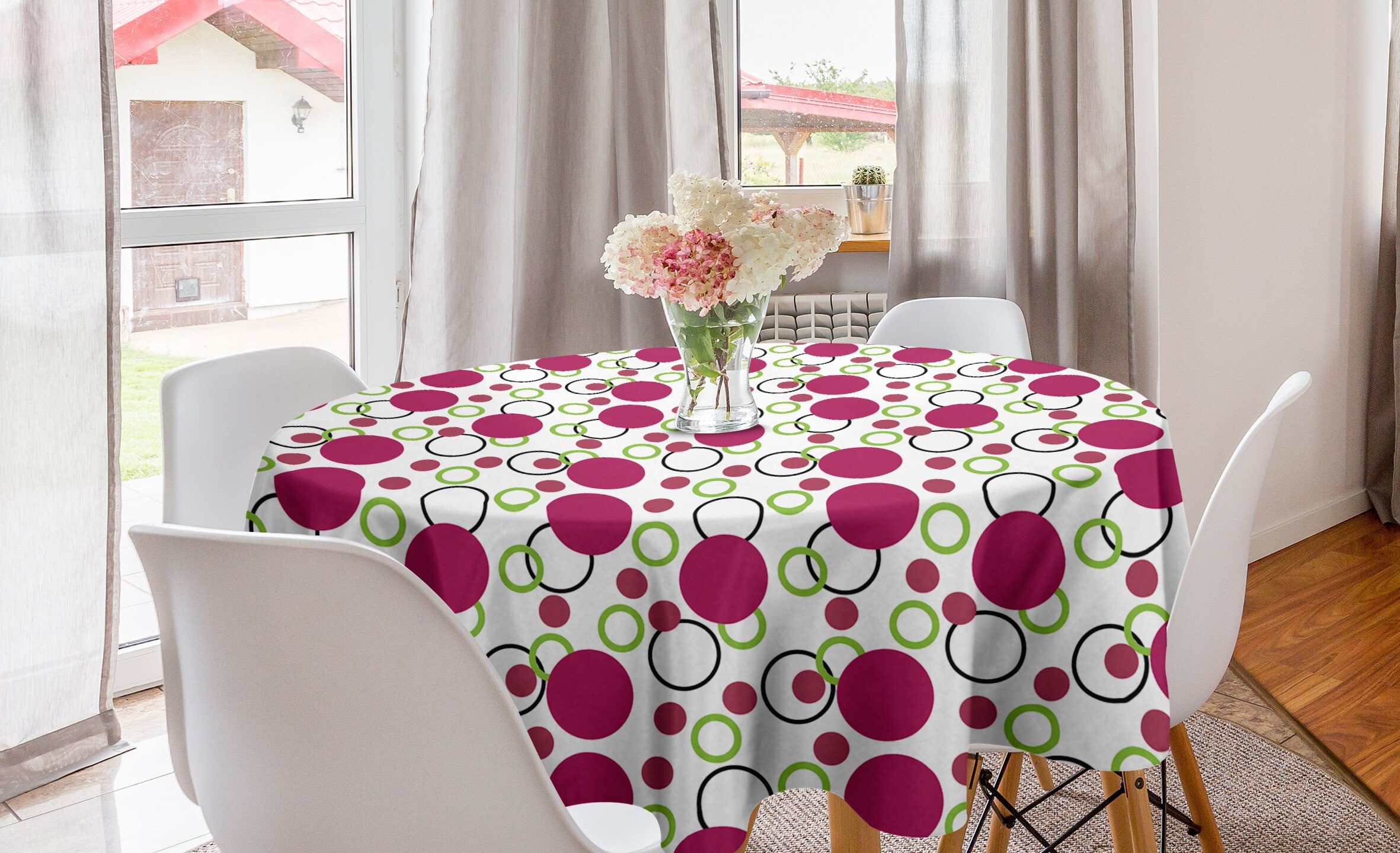 und Rosa für Küche Grün Tischdecke Kreis Kreise Abakuhaus Abdeckung Tischdecke Esszimmer Spots Dekoration,