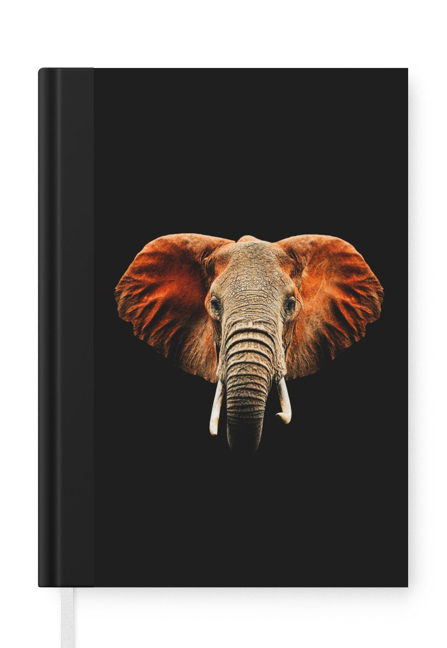 MuchoWow Notizbuch Elefant - Schwarz - Kopf, Journal, Merkzettel, Tagebuch, Notizheft, A5, 98 Seiten, Haushaltsbuch