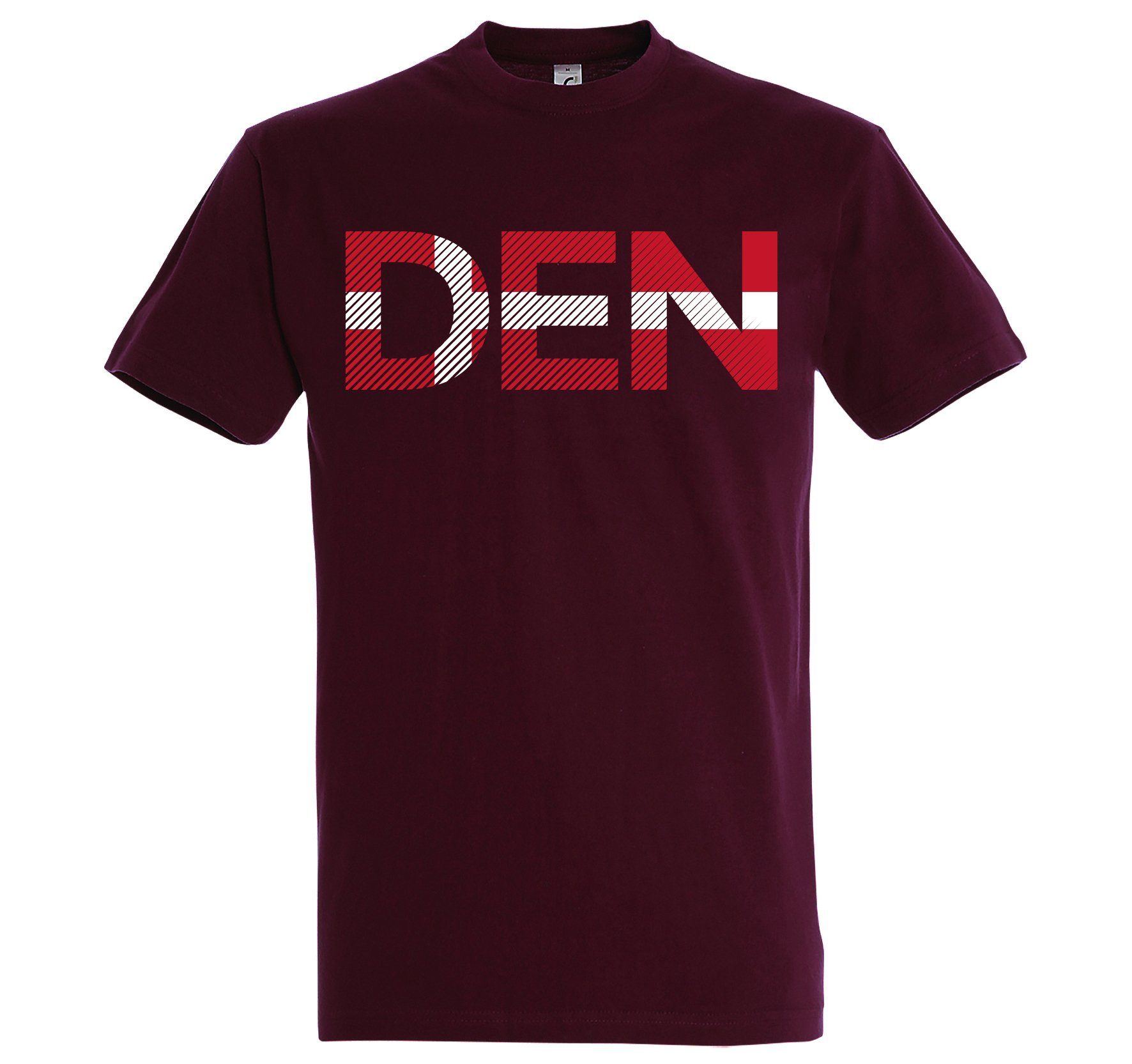 Youth Designz T-Shirt Dänemark mit Trendigem Frontdruck Burgund