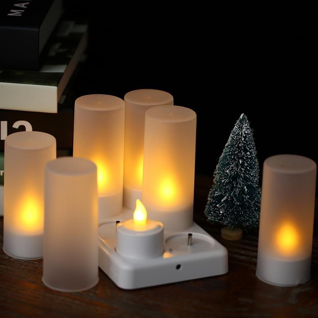 AUKUU Kerzenhalter Kerzenhalter LED Wiederaufladbar Teelichter Kandelaber mit