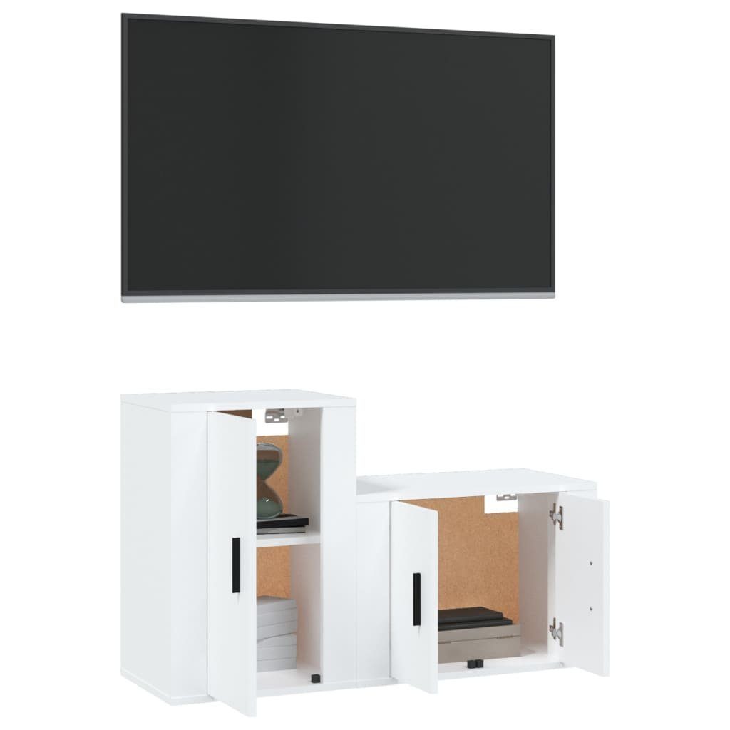 TV-Schrank (2-St) vidaXL 2-tlg. Weiß TV-Schrank-Set Holzwerkstoff