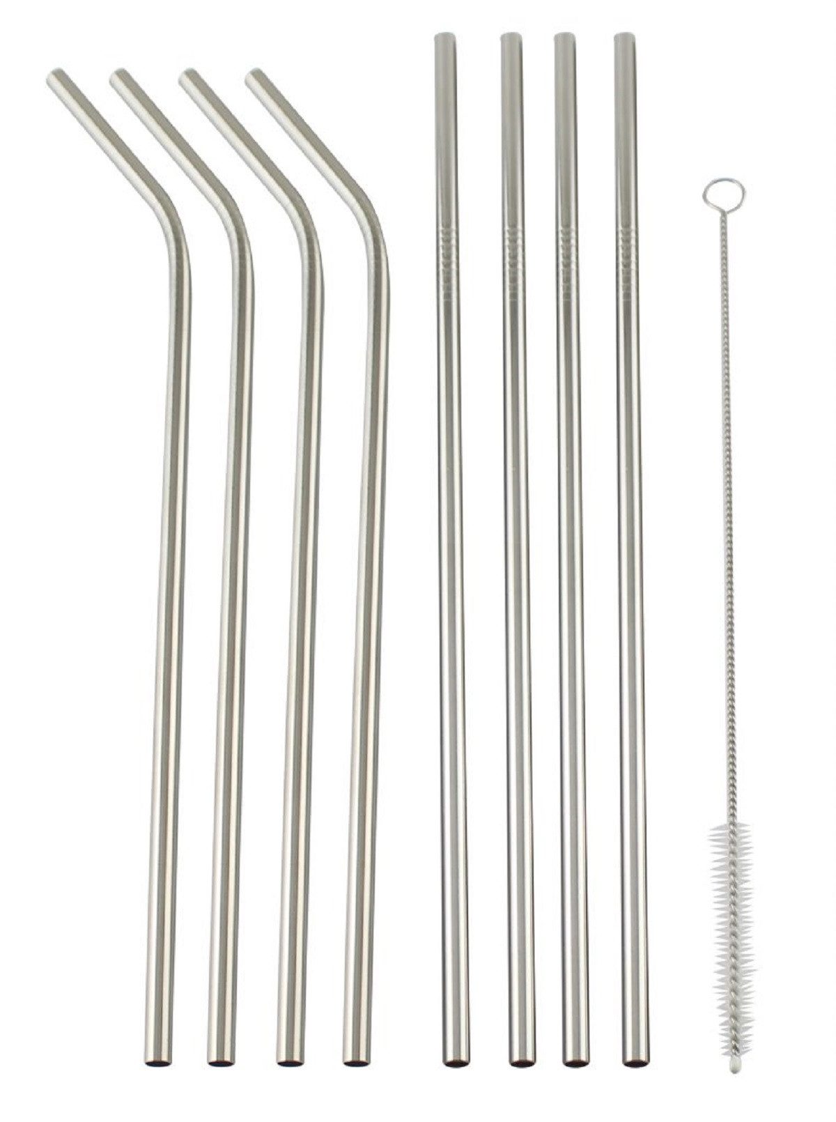MATO Trinkhalme aus Edelstahl 4 gerade und 4 gebogene Inkl. Reinigungsbürste