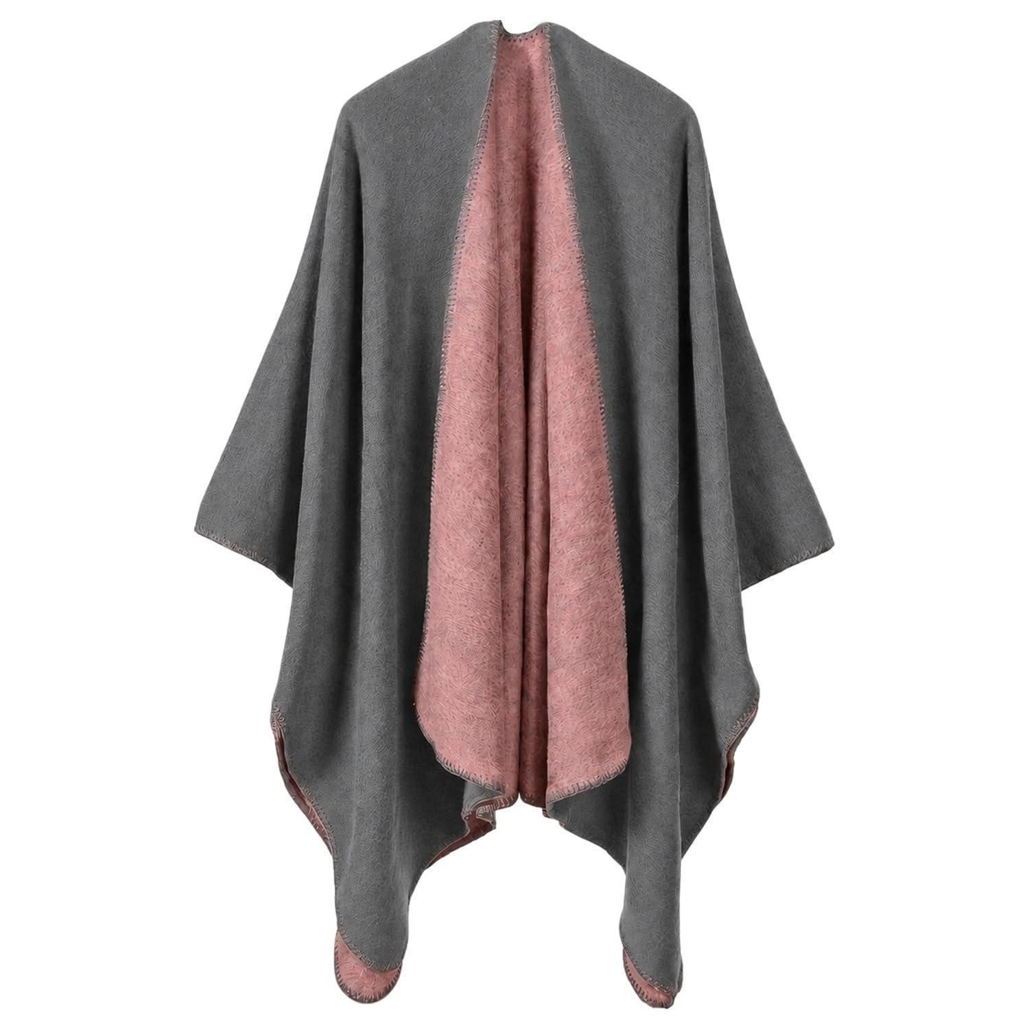 LuxusKollektion Poncho Damen Strickponcho Cardigan Offener Front Umhang Dunkelgrau (1-St)