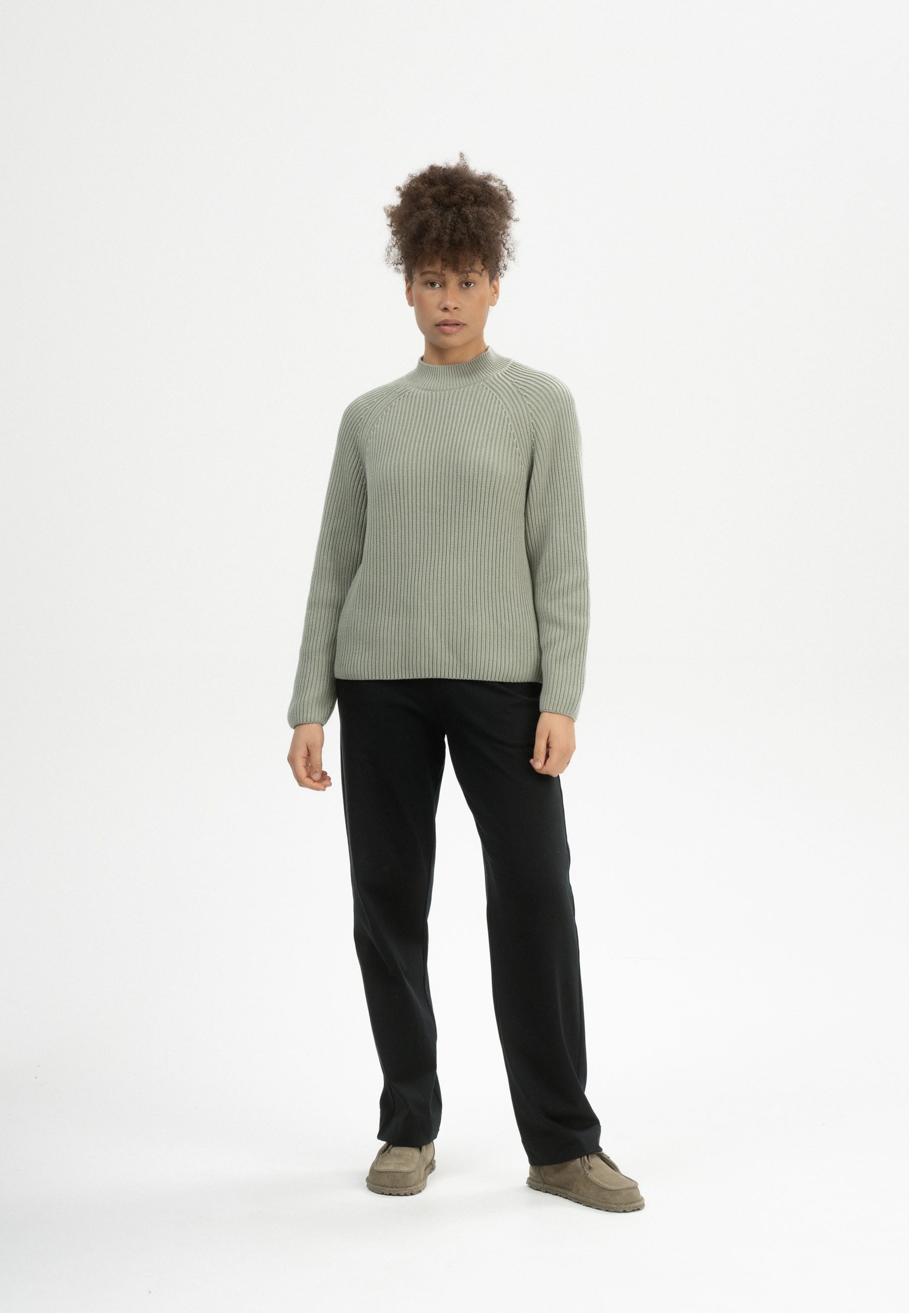 MELA Strickpullover Rippstrick Stehkragenpullover Style ANALAH Raglanärmel