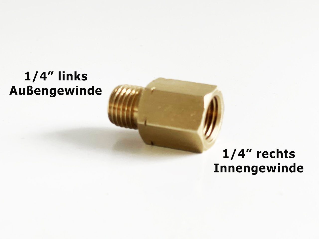 Phönix Germany Anschlussstück Verbindungsstück Übergang IG 1/4" R x AG 1/4" lks, (Übergangstück, Verbindungsstück / Reduzierstück, 1-tlg), 1/4 " Innengewinde (rechts) x 1/4" Außengewinde (links)