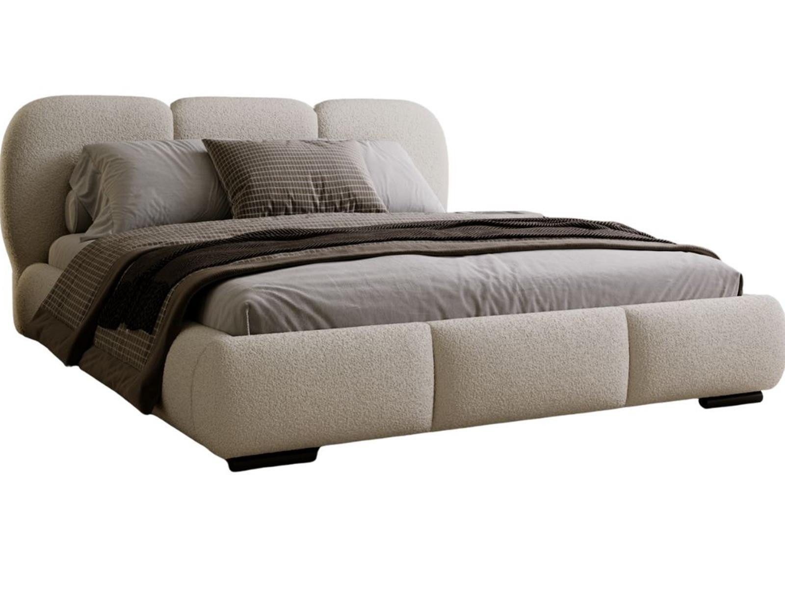 Compleo Polsterbett Wolkenbett, abgerundete Formen, Bouclé-Stoff, verschiedene Farben, TOPSELLER Stauraumbett MADE IN EU