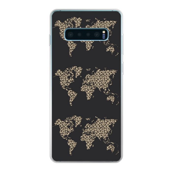 MuchoWow Handyhülle Weltkarte - Pantherdruck - Muster Phone Case Handyhülle Samsung Galaxy S10 Lite Silikon Schutzhülle