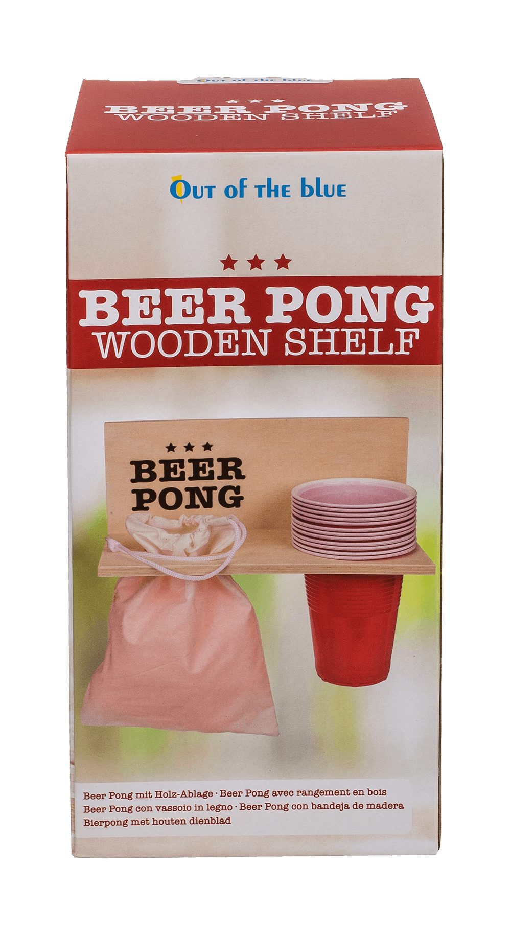 Out of the Blue Spiel Beer Pong mit Holz Ablage, inklusive 12 Becher und 12 Bällen, Familienspiel