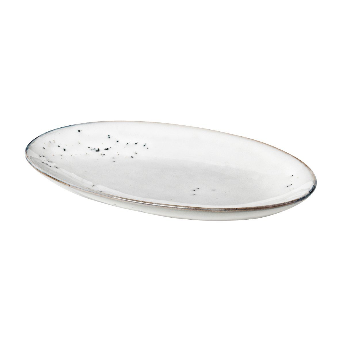 Broste Copenhagen Servierplatte NORDIC SAND Platte oval S 13,6 x 22 cm, Steingut, (Platten)