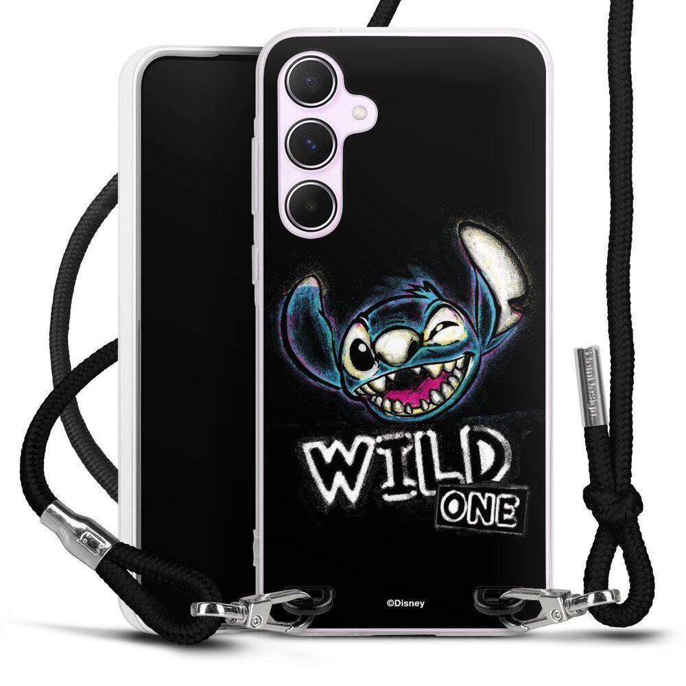 DeinDesign Handyhülle Lilo & Stitch Offizielles Lizenzprodukt Disney Wild One Stitch, Samsung Galaxy A55 5G Handykette Hülle mit Band Case zum Umhängen