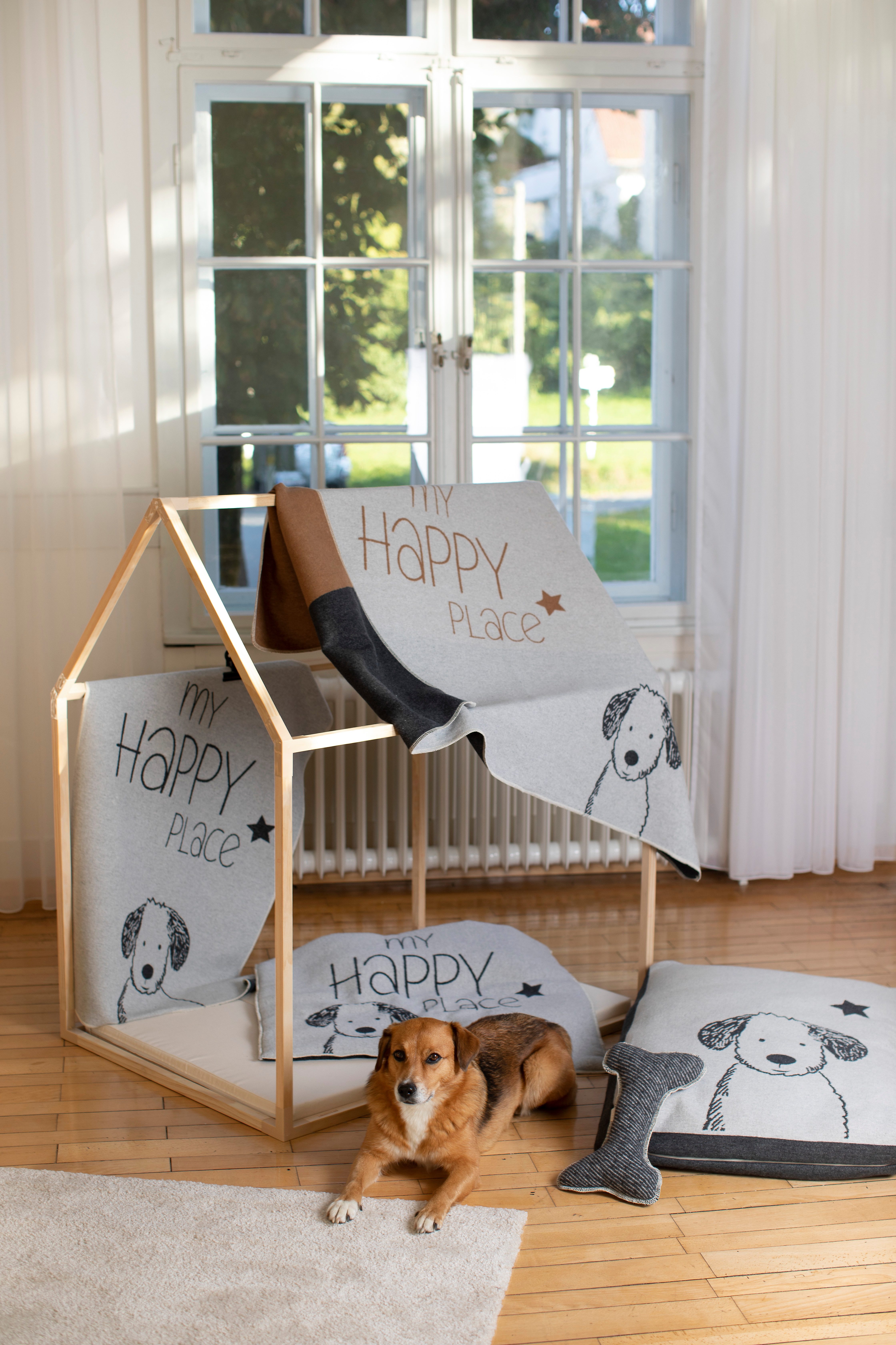 DAVID FUSSENEGGER Hundematte 'my happy place' 70 x 80 cm Filz - Hellgrau