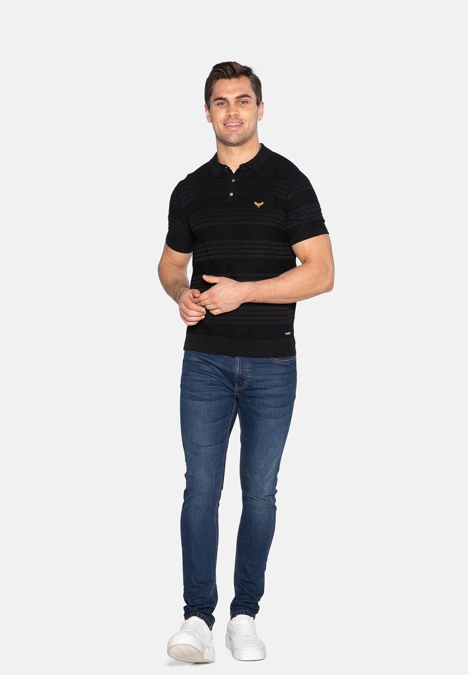 Poloshirt Schwarz Threadbare Low