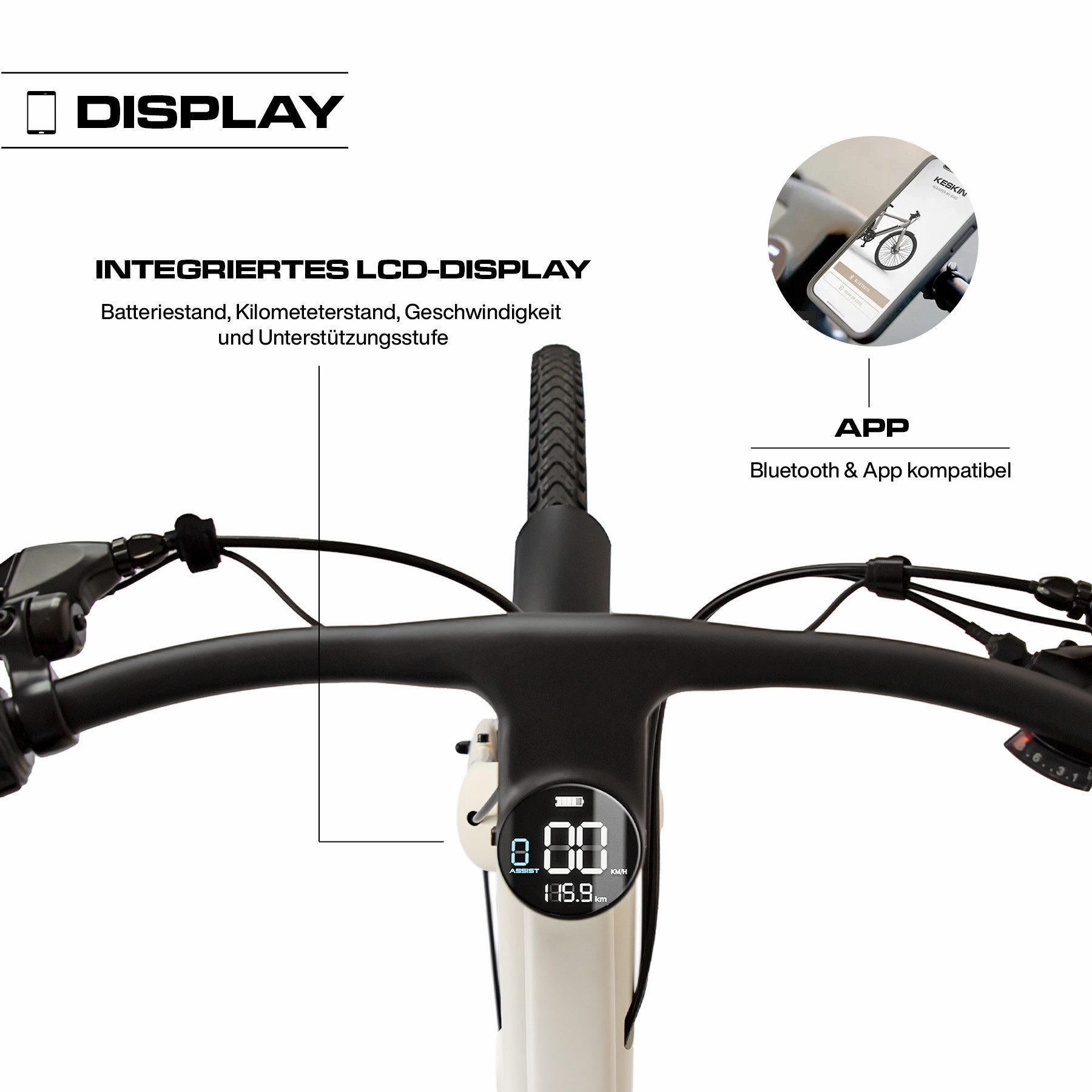 Keskin eBike E-Bike Cityrad cBike1V 26 Zoll E-Bike Pedelec mit Mobile-App-Unterstützung, 8 Gang Shimano Shimano Schaltwerk, Kettenschaltung, Heckmotor, 432 Wh, (Packung, Akku-Ladegerät, Werkzeug, Beleuchtung, Schlüssel), mit Drehmomentsensor, integriertes App-Display