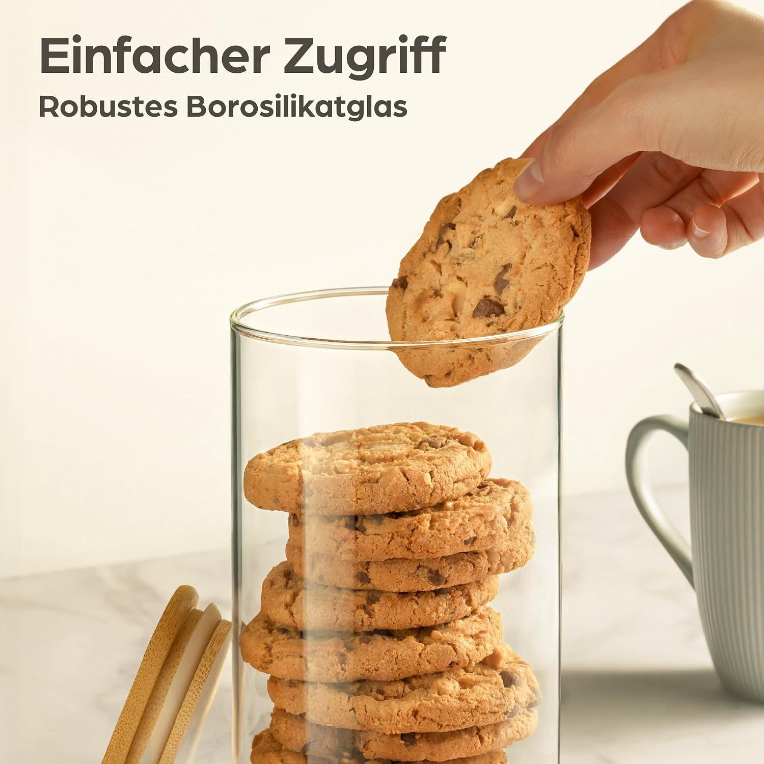 Fyrove Vorratsglas Vorratsglas Stapelbares und Luftdichtes Vorratsdosen Set mit Deckel, (2-tlg., Aromaschützend, Robust, Stapelbar, Platzsparend), 1000ml Aufbew – Bild 4 von 5