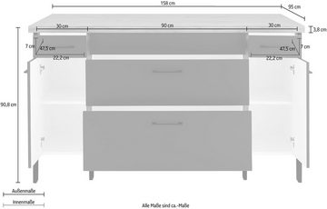 OPTIFIT Kücheninsel Tokio, ohne E-Geräte, Breite 158 cm, mit Stahlgestell, mit Vollauszug