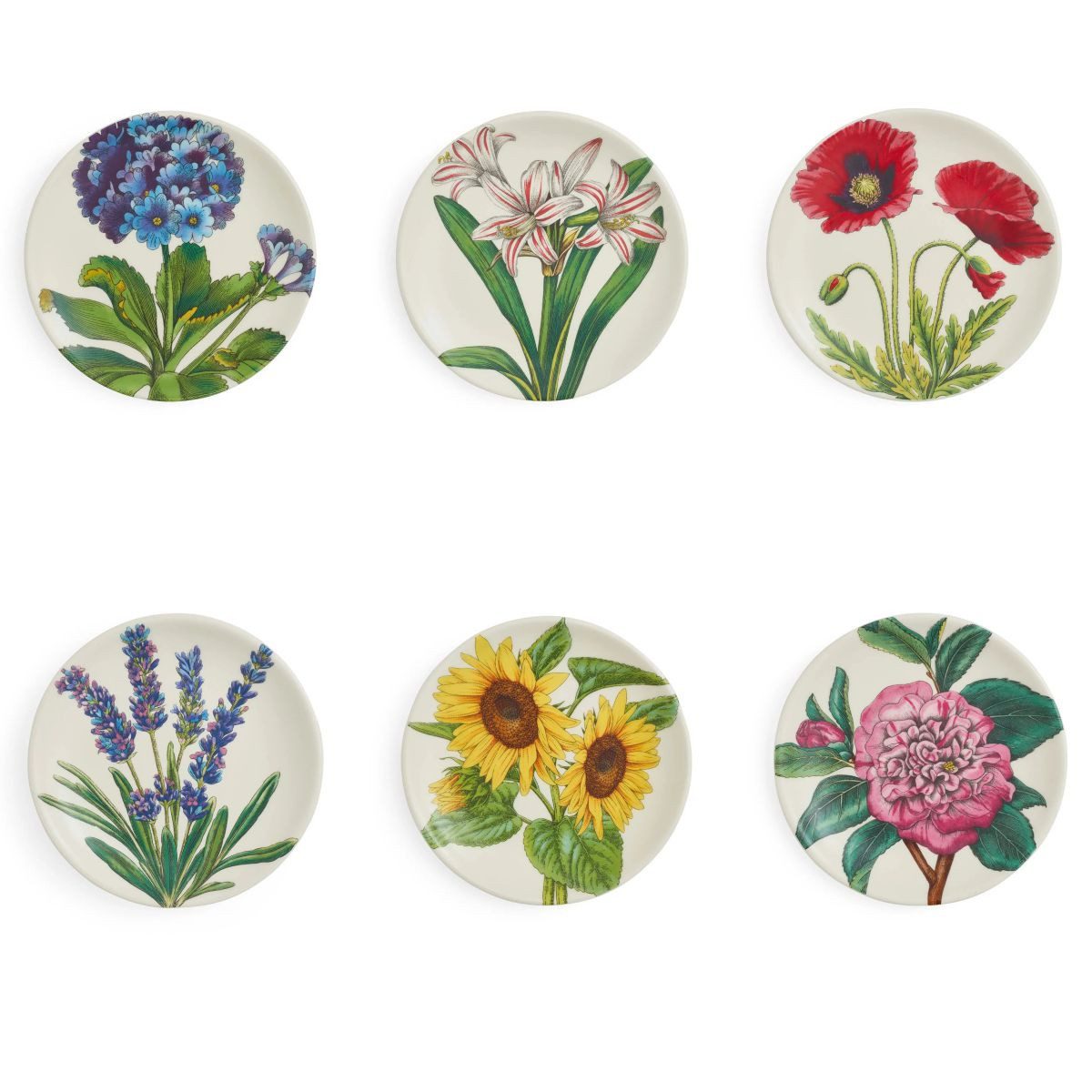 Portmeirion Dessertteller Portmeirion Keramik 6er-Set Vorlege-Teller Bloom Garden, 6-fach sort.