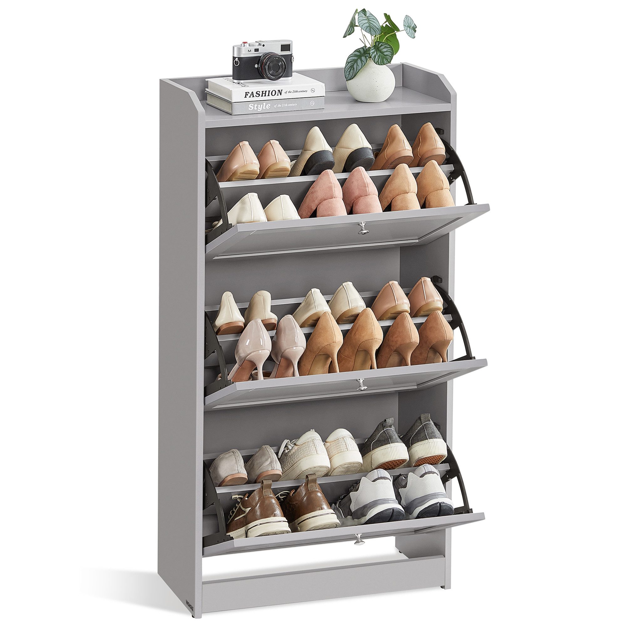 VASAGLE Schuhschrank Schuhschrank 3 Klappen, Schuhregal, günstig online kaufen