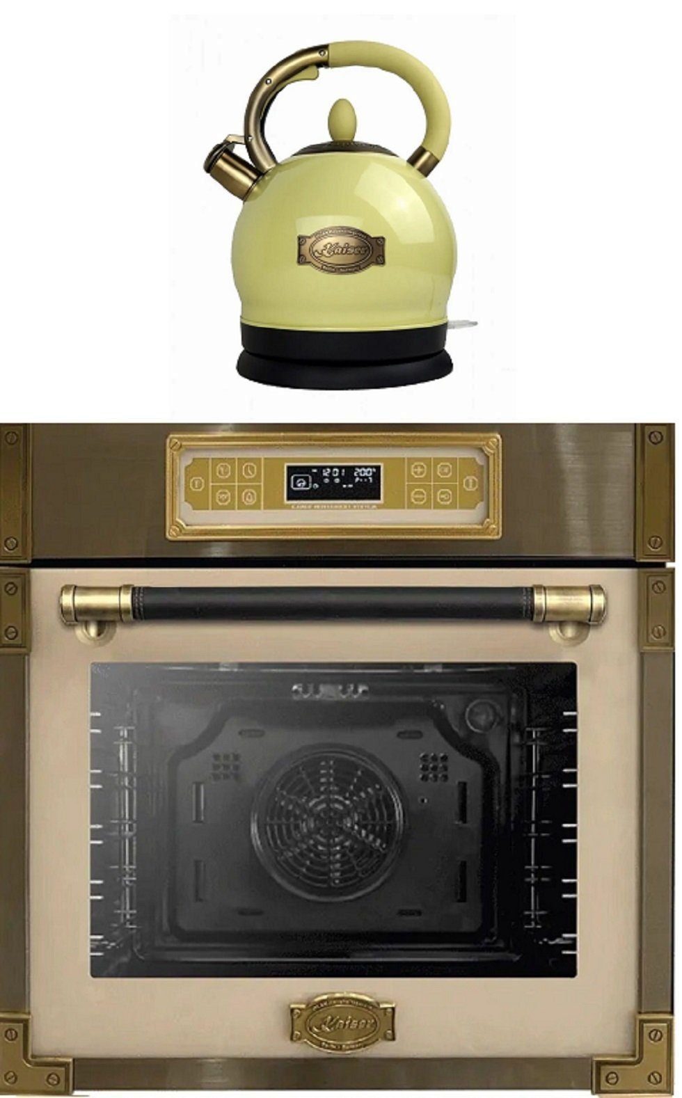 Kaiser Küchengeräte Backofen-Set EH 6726 ElfAD+WK 2000 ElfEm, Retro Einbau Backofen 80L 11 Betriebsfunktionen+ Retro Єлктрочайники