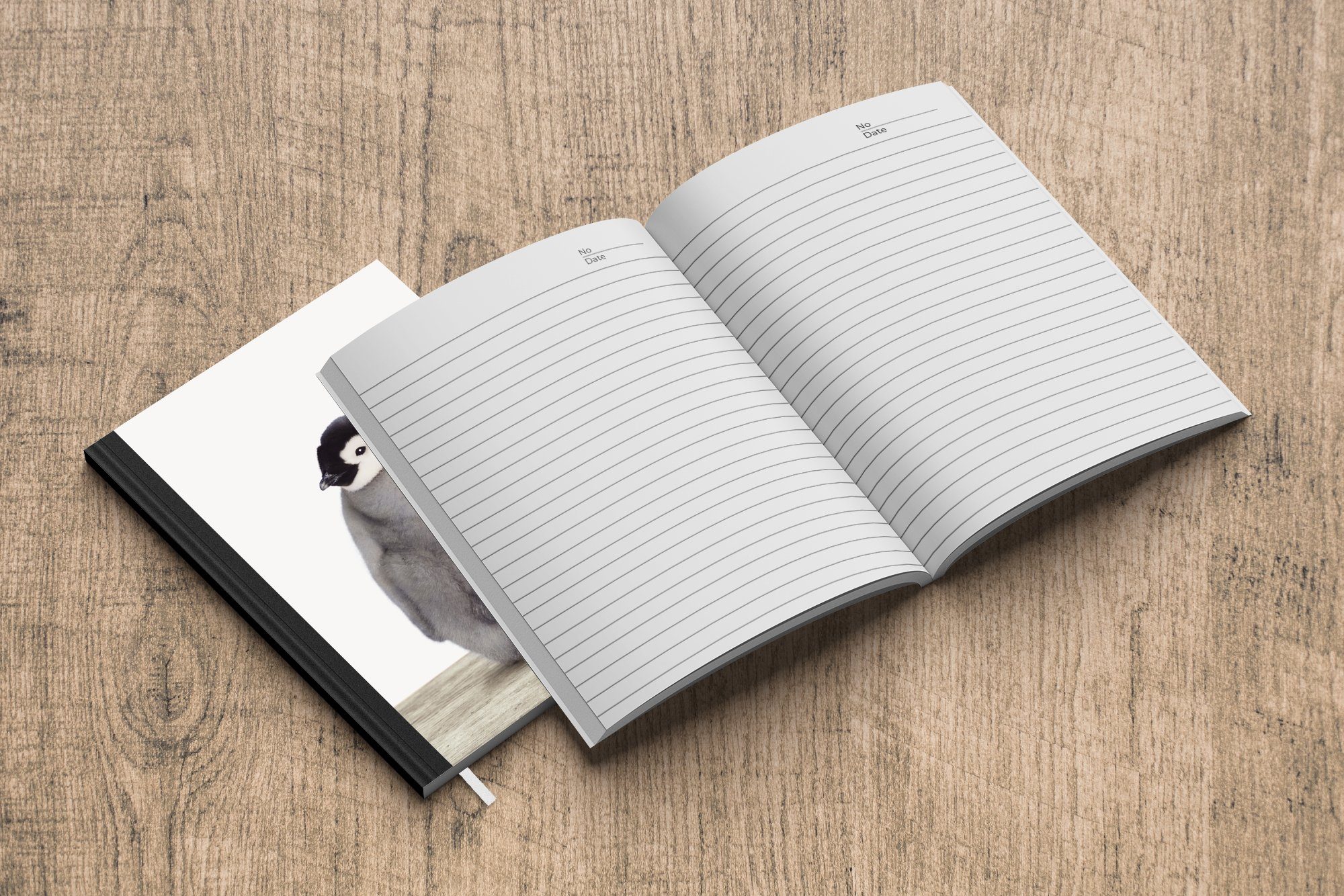 MuchoWow Notizbuch Kinder - Notizheft, - - - Pinguin Journal, 98 Seiten, Grau Mädchen Haushaltsbuch Tagebuch, Jungen, - Tiere Merkzettel, A5