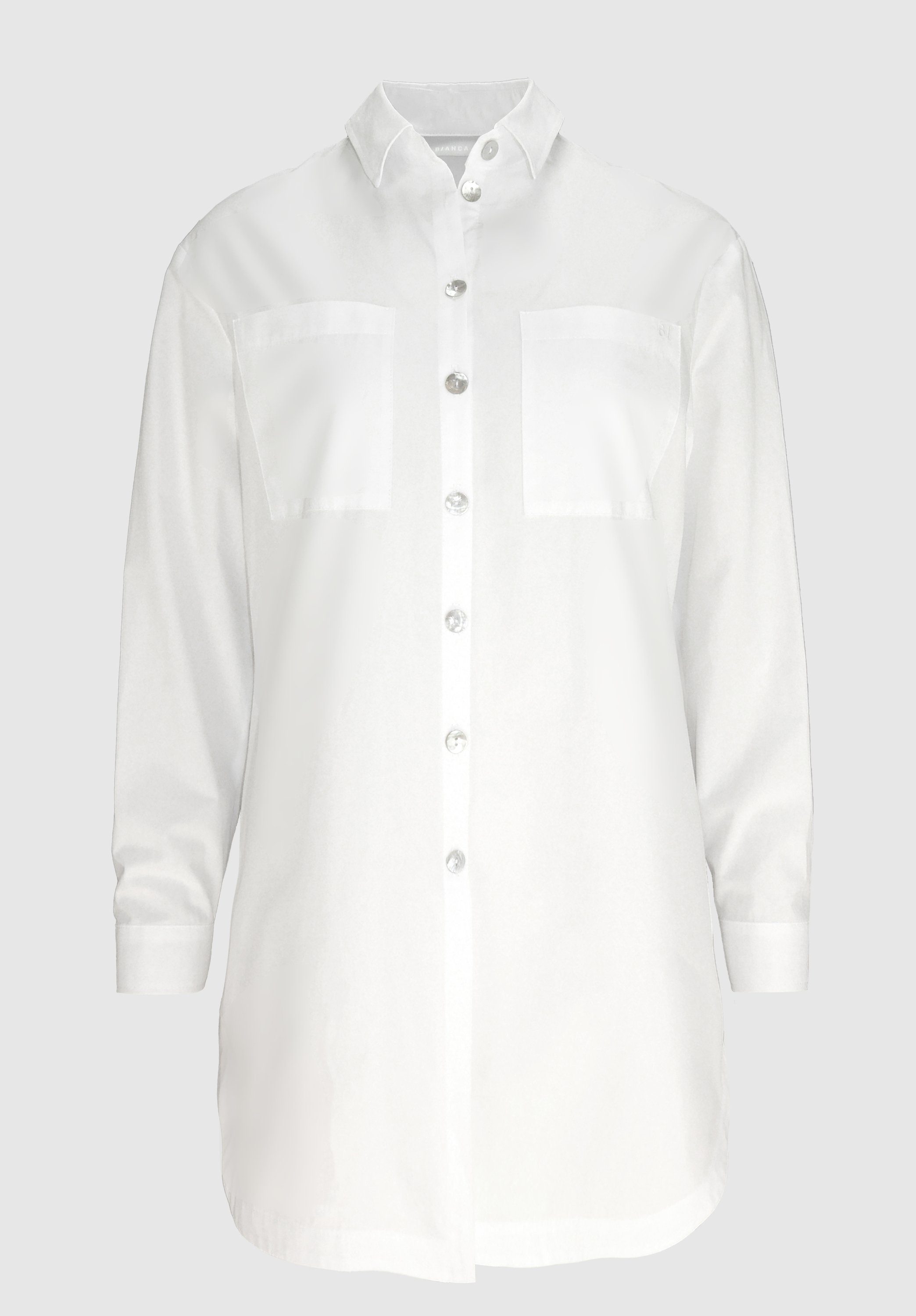 längerer Hemdbluse in Form white stylischen Details moderner, mit ADELA bianca