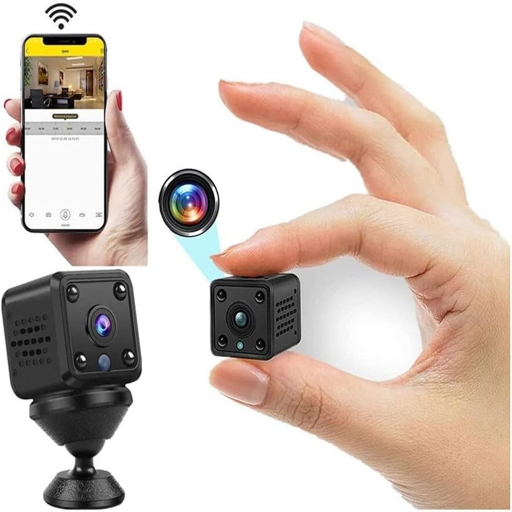 SpionProfi Überwachungskamera 1080p Wifi Mini Kamera Wlan mit Nachtsicht & Bewegungsmelder Haus Cam (Innenbereich, Außenbereich (muss überdacht sein), 1-tlg., Mini Live Überwachungskamera Ideal für Haus, Vogelhaus, Nistkasten)