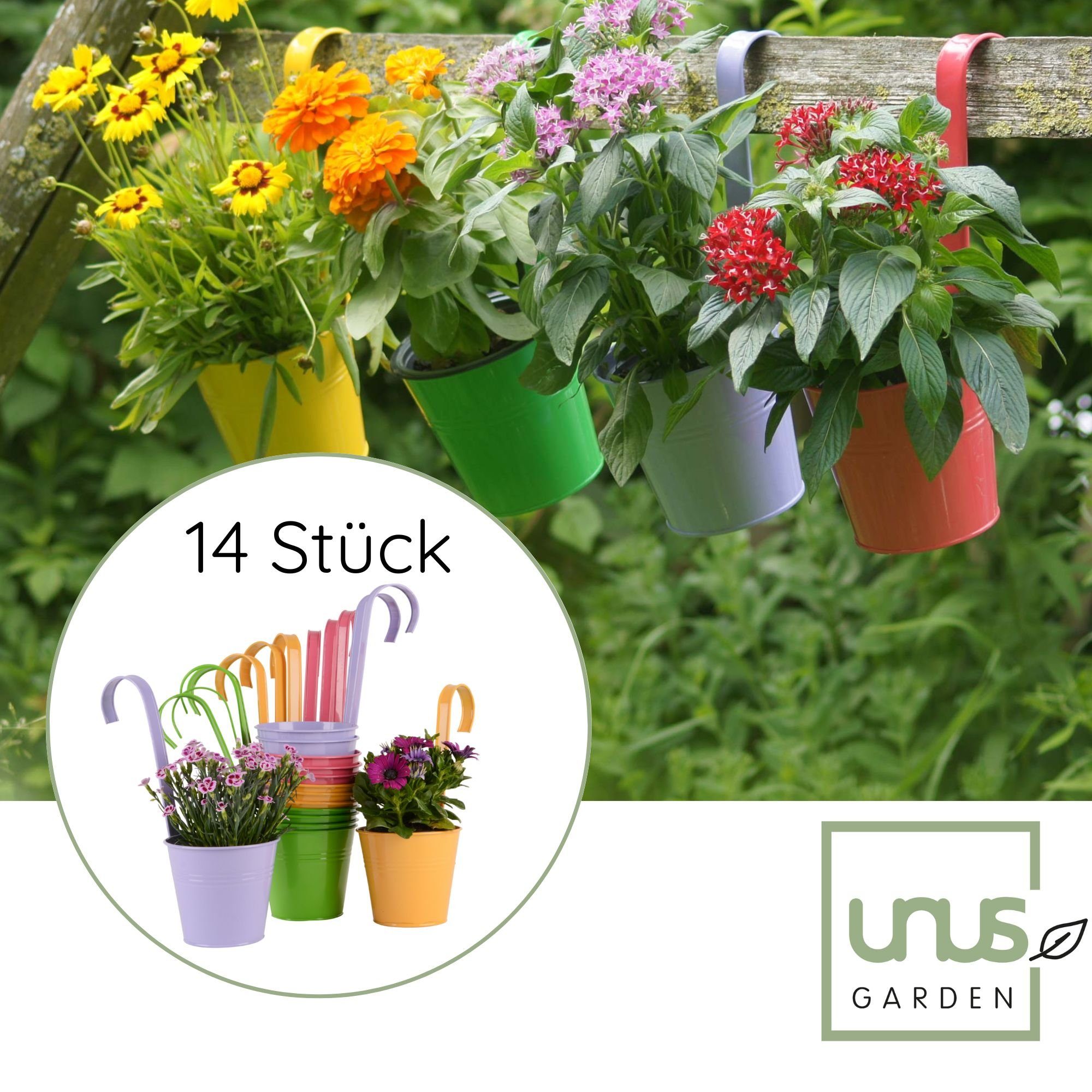 UNUS GARDEN Blumentopf Hängetöpfe bunt (14er Set), Hängeblumentöpfe aus