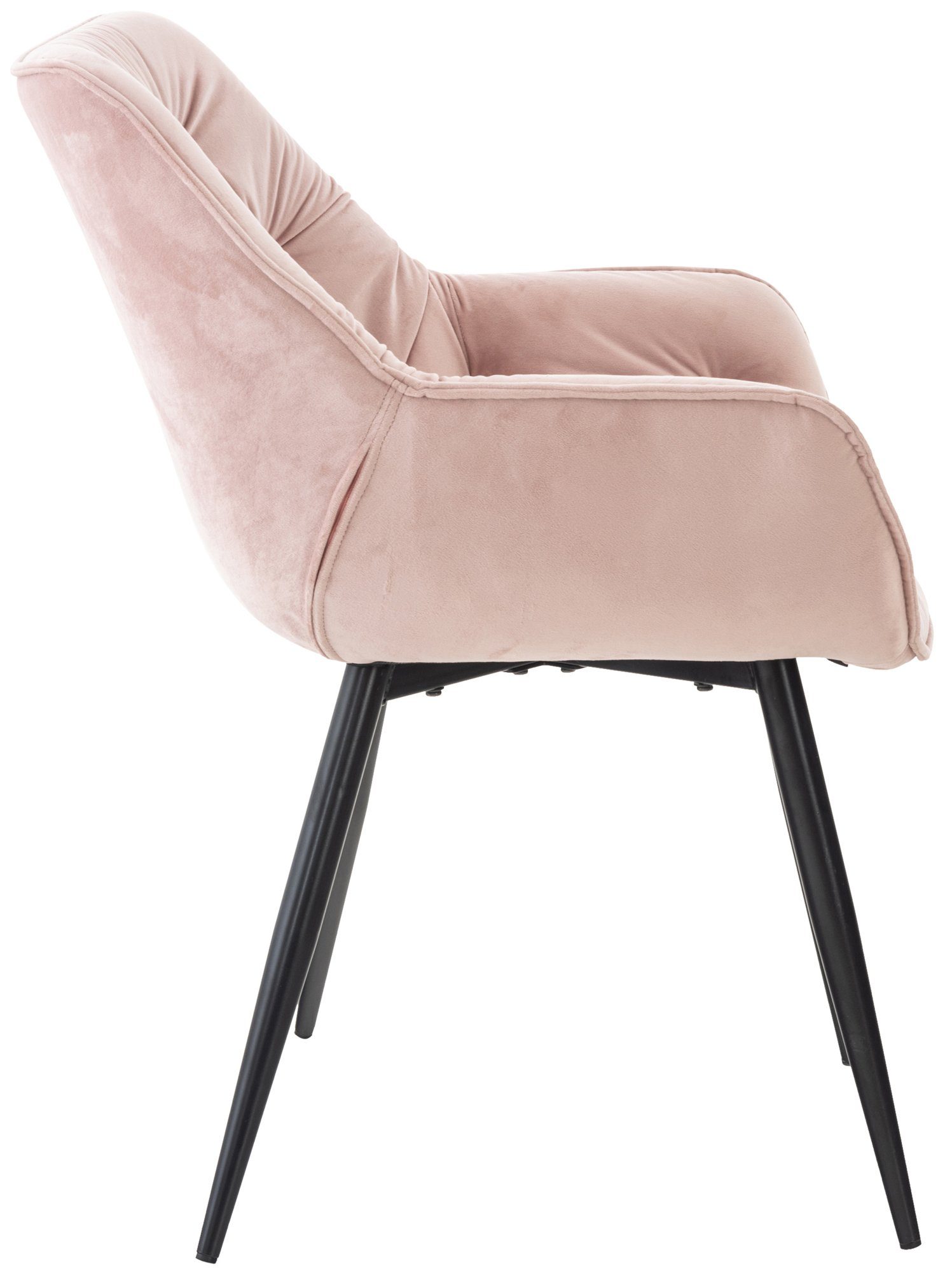 CLP Esszimmerstuhl Tanna 4-Fuß-Stuhl, Metallgestell Samt, Armlehnen, pink